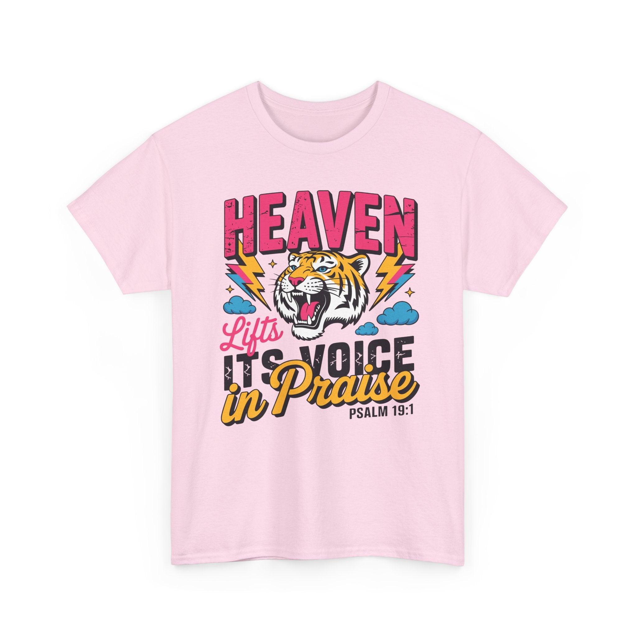 Psalm 19:1 Tiger Praise T-Shirt — Bold Christian Roaring Tiger Graphic.Unisex Cotton Tee