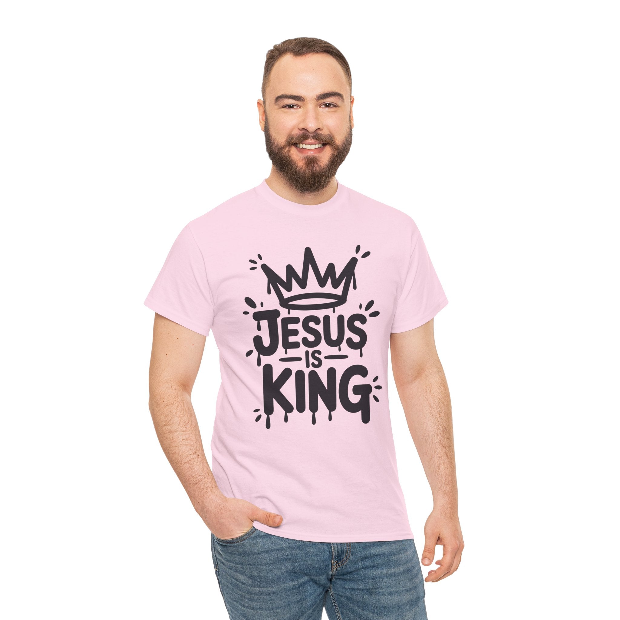 Jesus Is King Crown T-Shirt — Minimalist Christian Unisex Cotton Tee