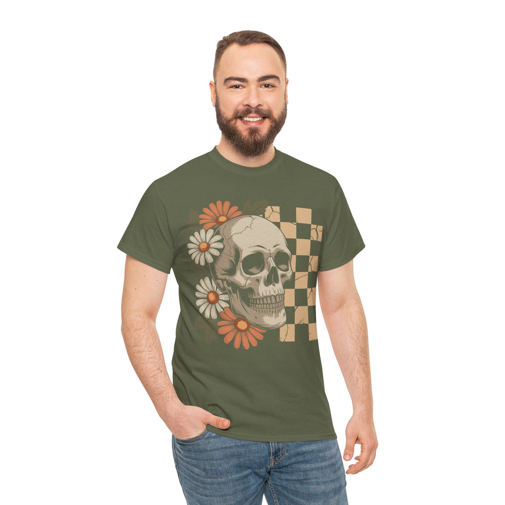 Skull Daisy Unisex Cotton Tshirt