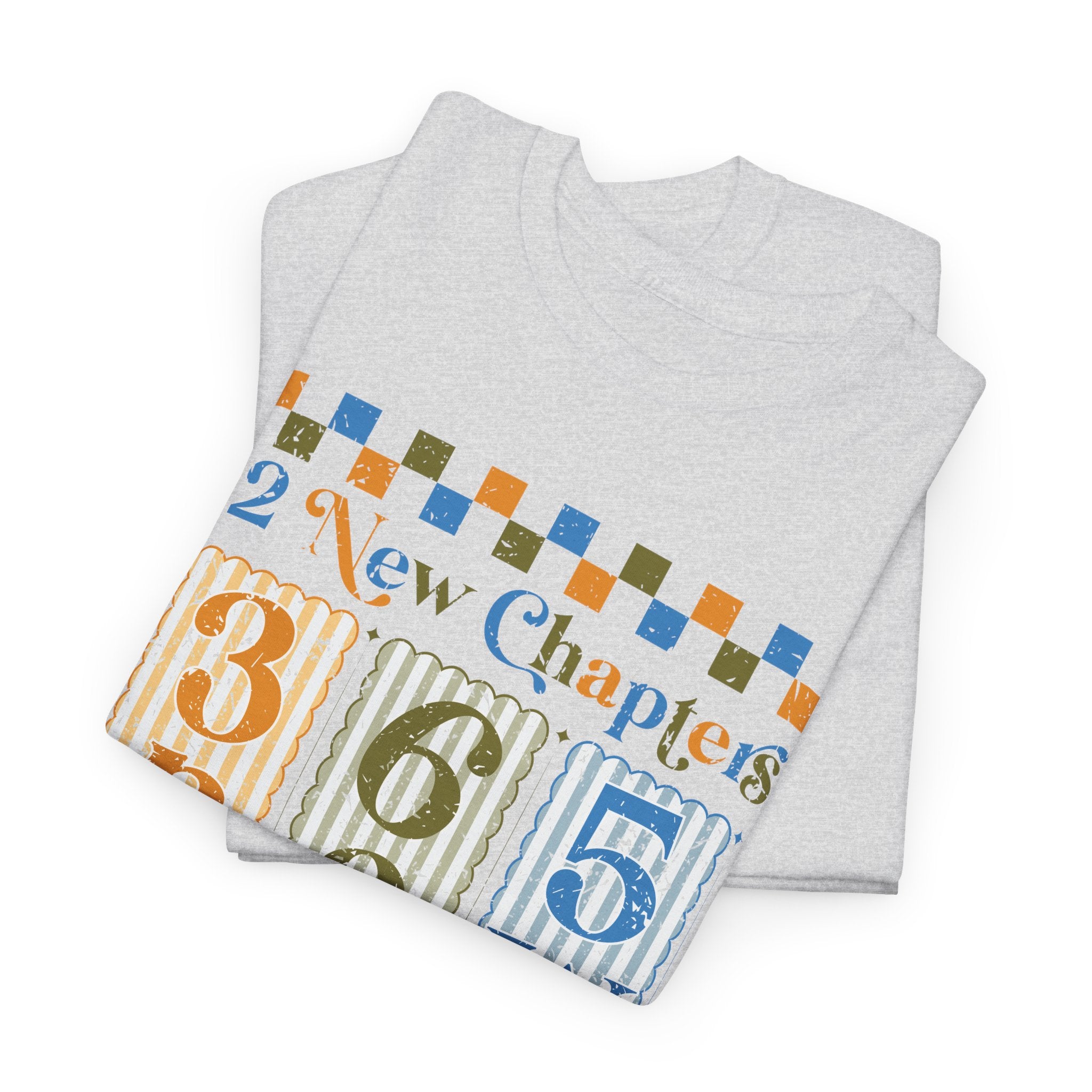 Retro '12 New Chapters, 365 New Chances' T-Shirt — Colorful Distressed Vintage Unisex Cotton Tee