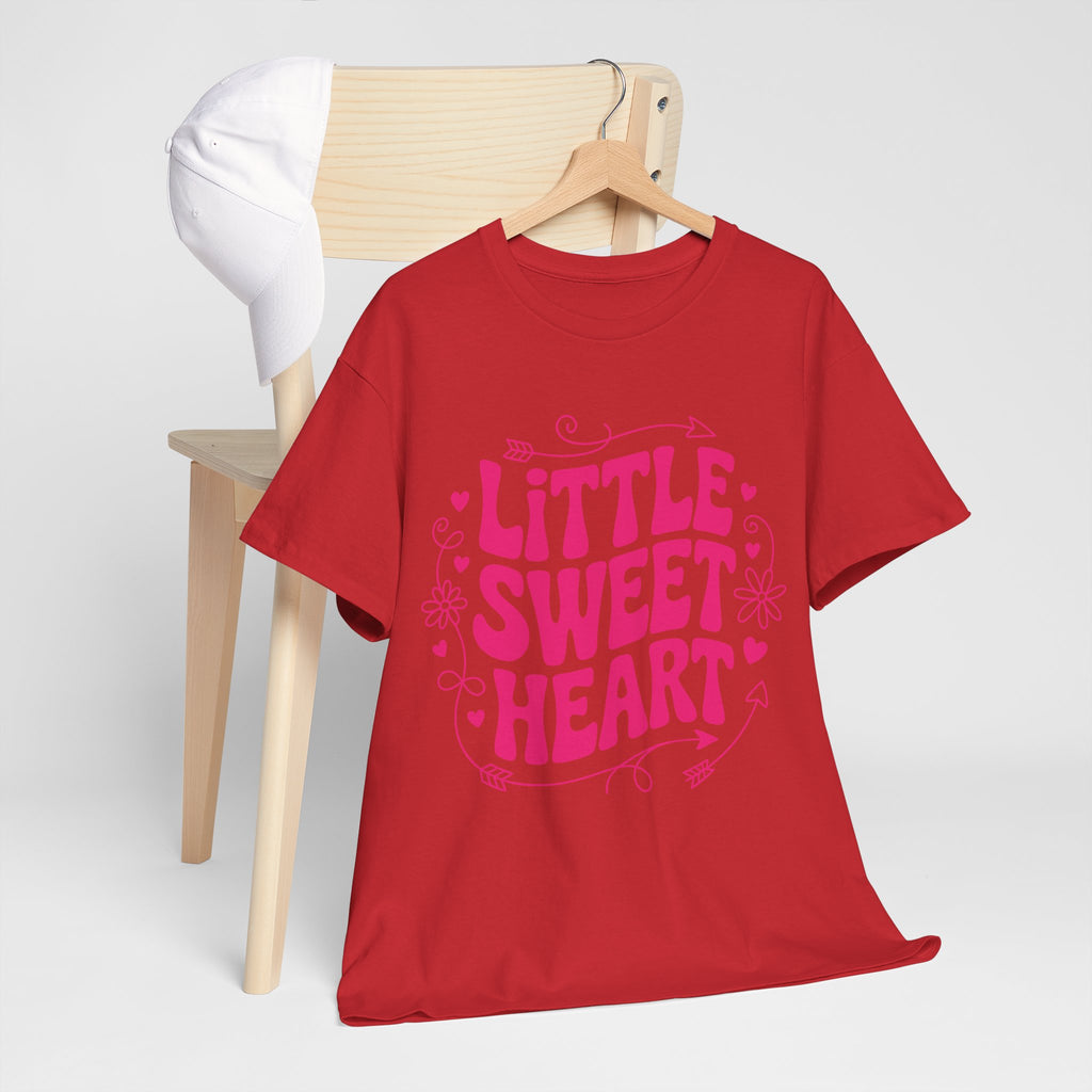Little Sweetheart Retro Tee — Cute Red Hearts & Flowers Graphic Unisex Cotton Tee