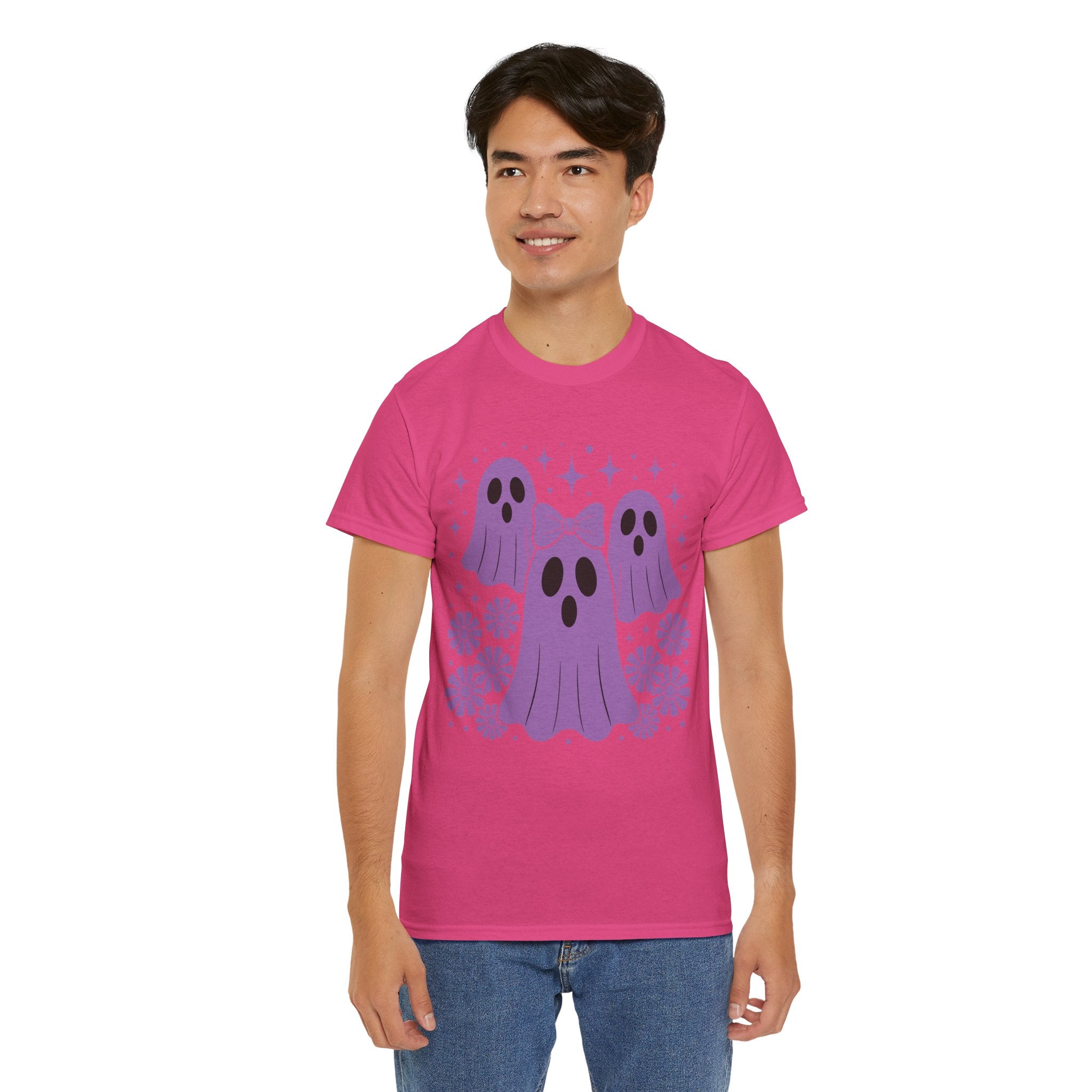 Purple Ghost Halloween Unisex Cotton Tee