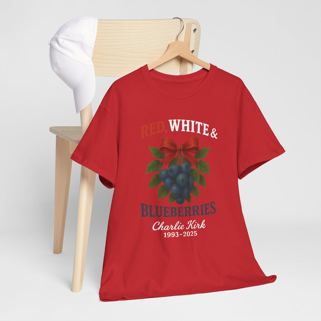 Red, White & Blueberries T-Shirt — Patriotic Blueberry Graphic Unisex Cotton Tee