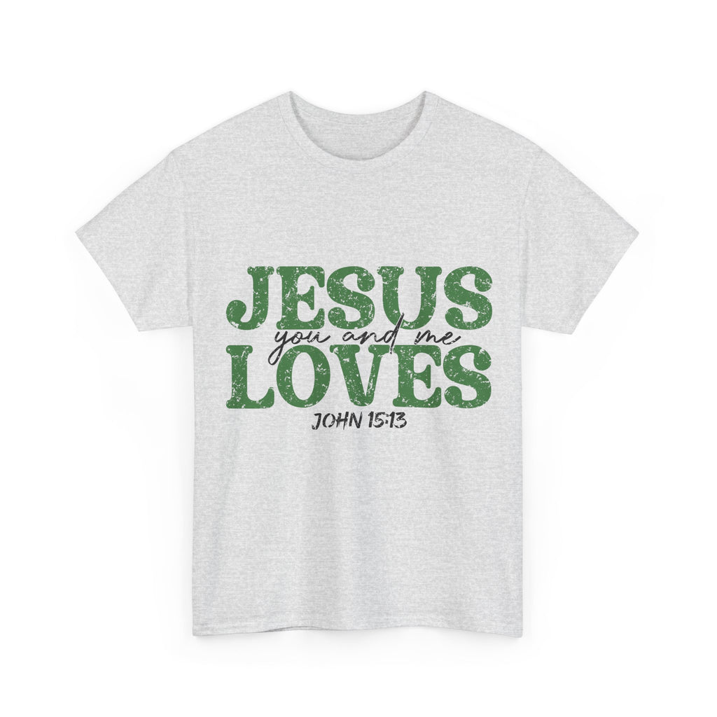 Jesus Loves Vintage Tee — Green Retro Christian Unisex Cotton T-Shirt