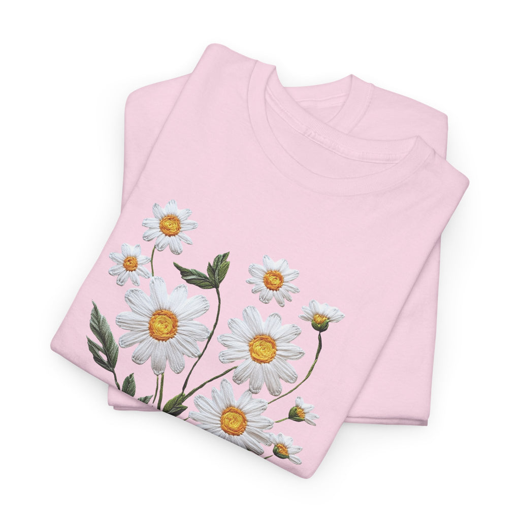 God Is Good All The Time Embroidered Daisy Unisex Cotton Tee
