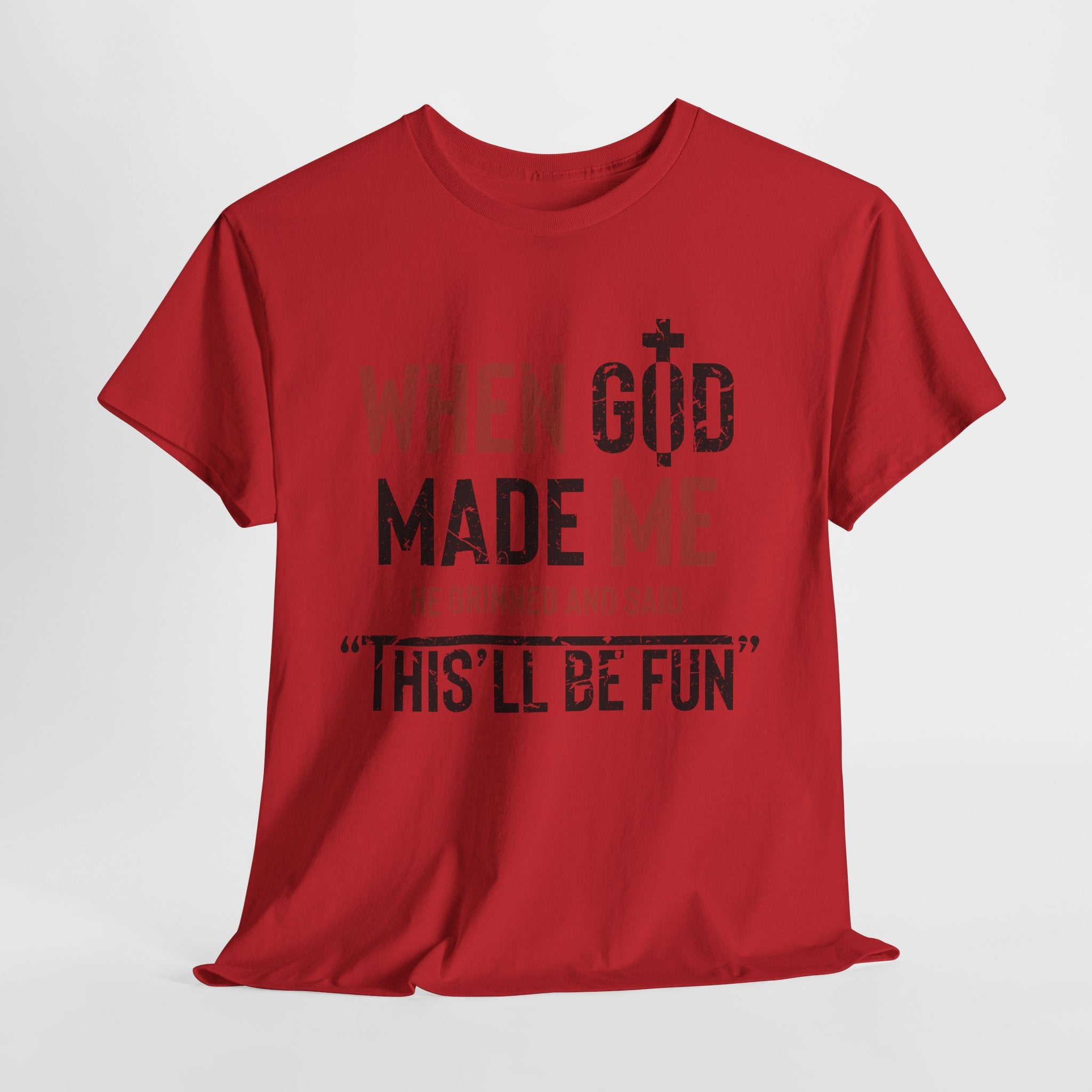 Humorous Grunge Quote Tee — "When He Saw Me, He Grinned and Said"Unisec Cotton Tee