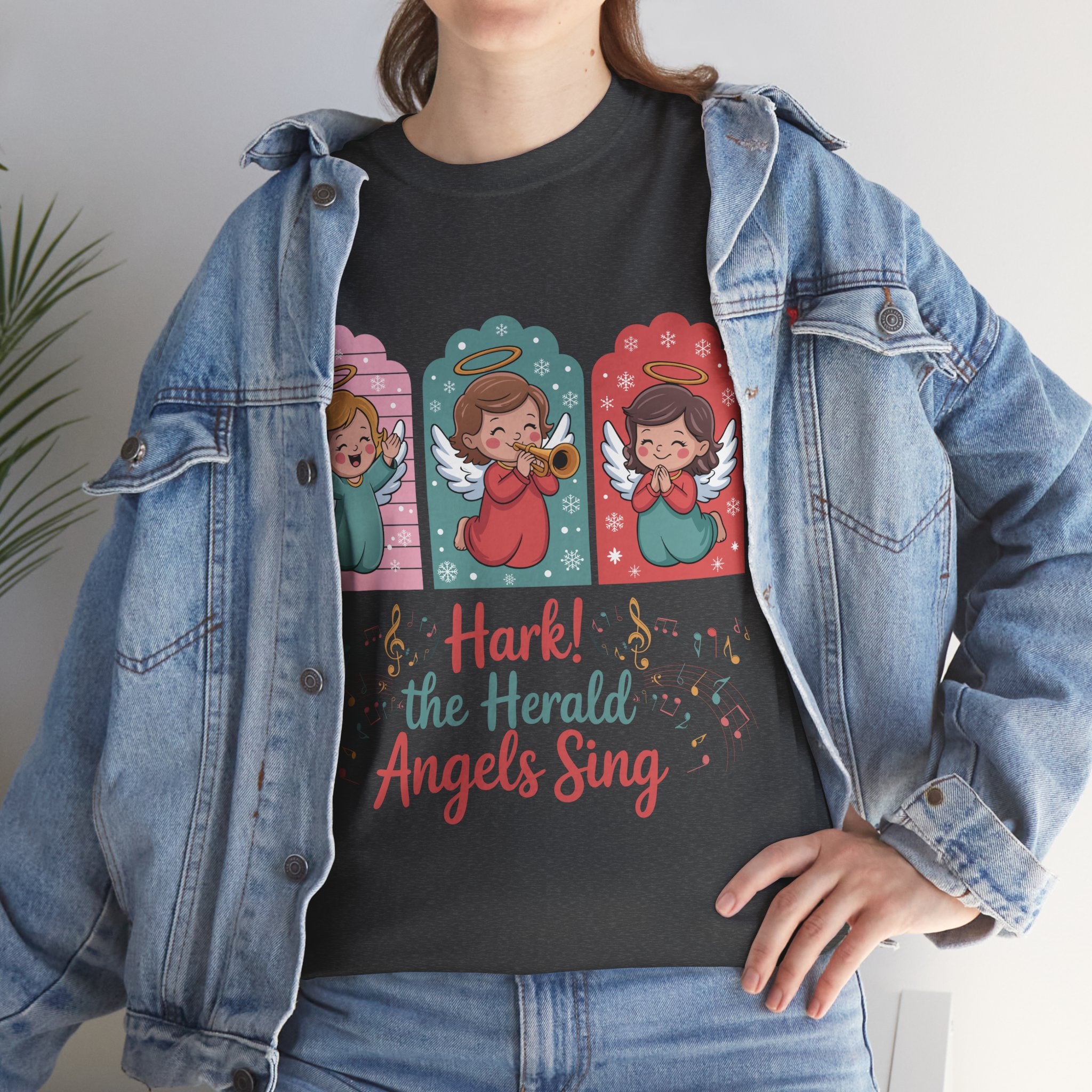 Hark! The Herald Angels Sing Tee — Three Singing Angels Christmas Unisex Cotton T-Shirt