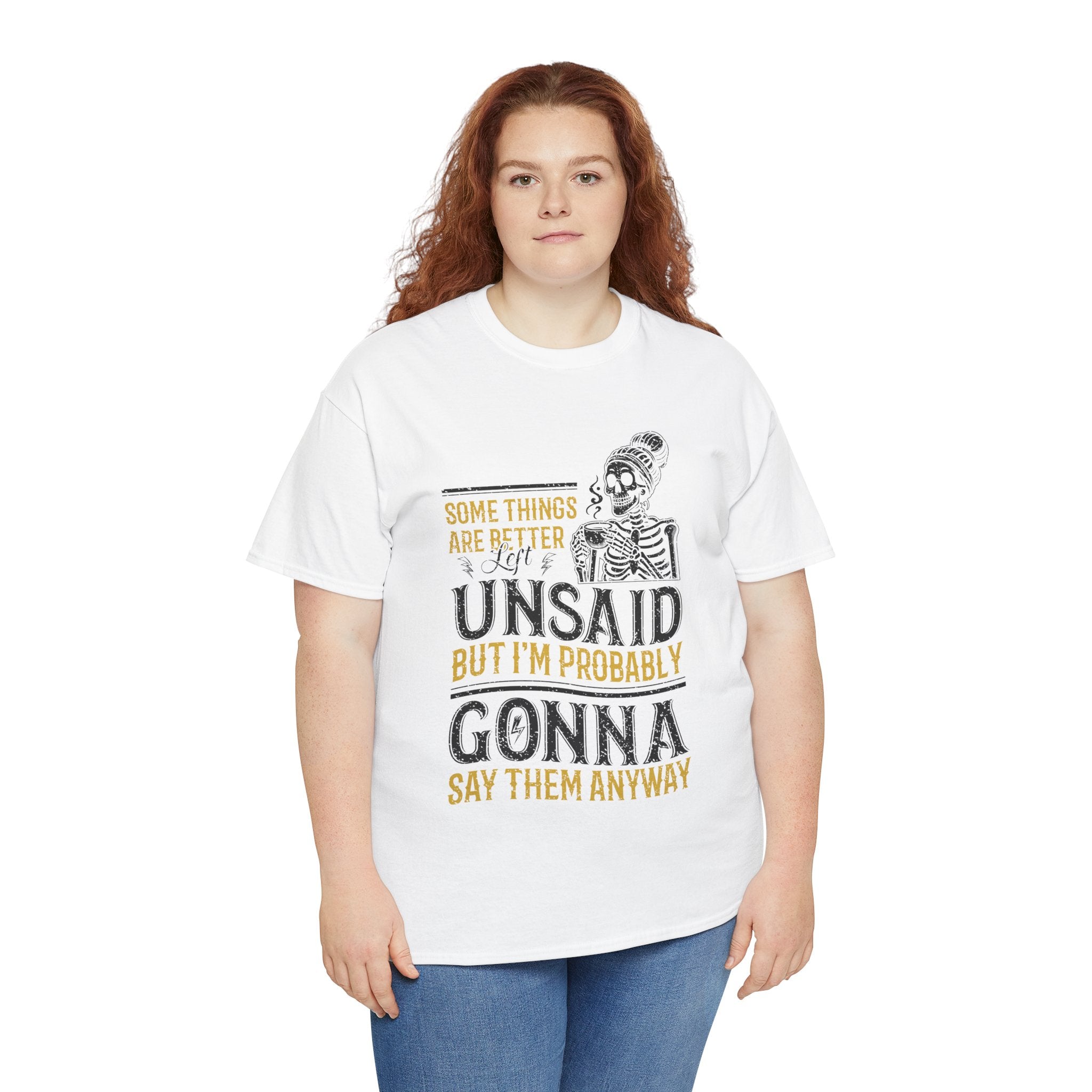 Distressed Yellow "Some Things Are Better Left Unsaid"Unisex Cotton Tee