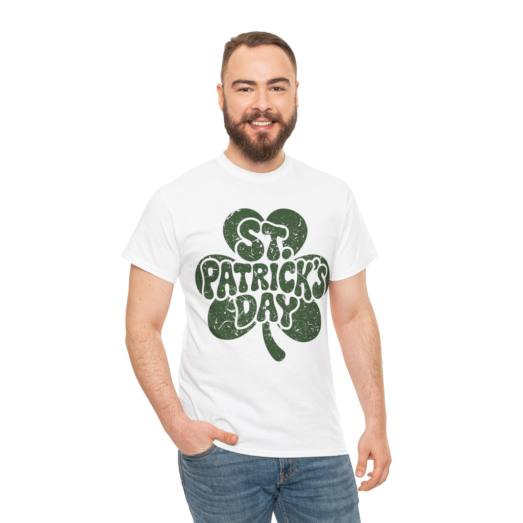 St. Patrick's Day Shamrock Tee — Retro Bubble Lettering Unisex Cotton Tee