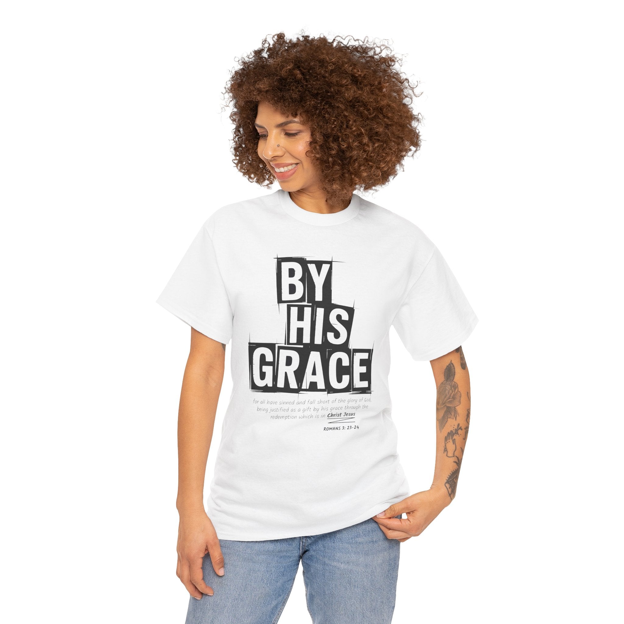 By His Grace tee — Minimalist Faith Christian Unisex Cotton T-Shirt
