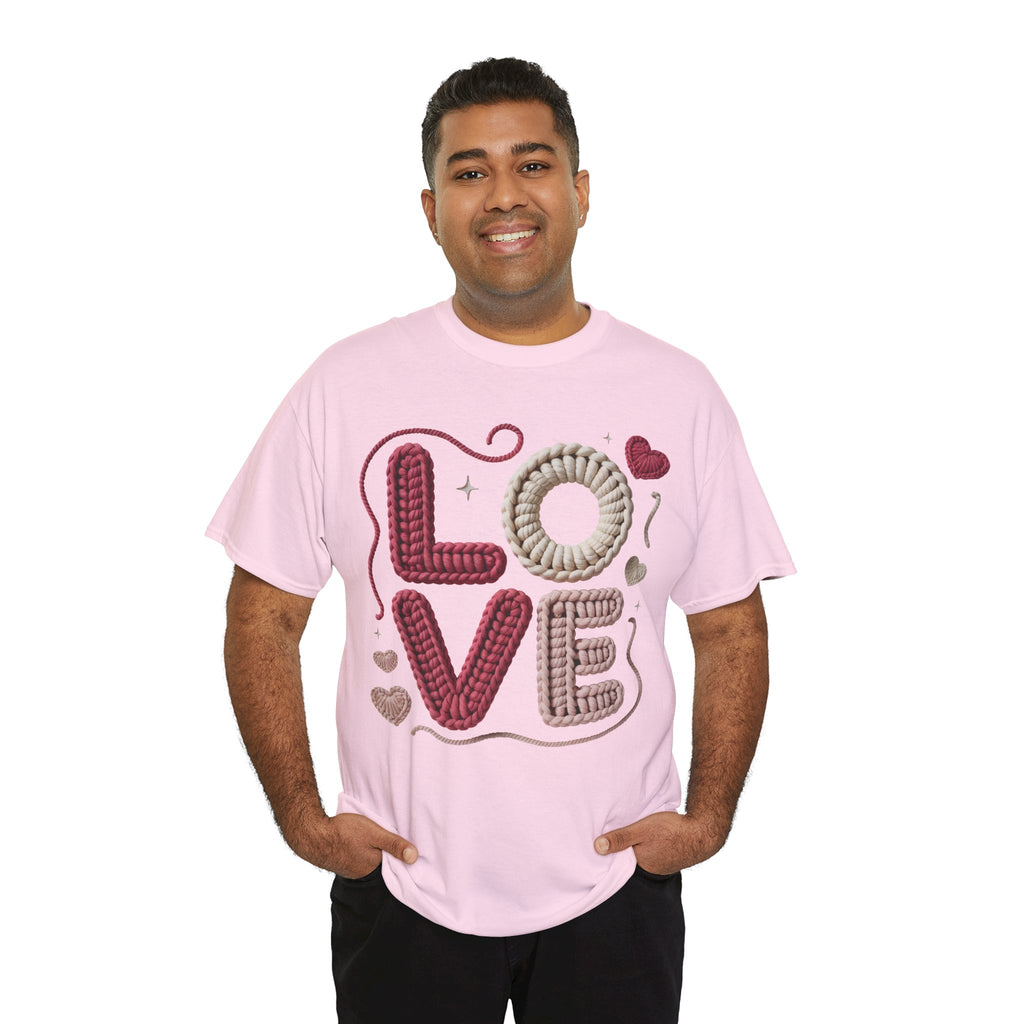 LOVE Faux Yarn Heart Unisex Cotton Tee
