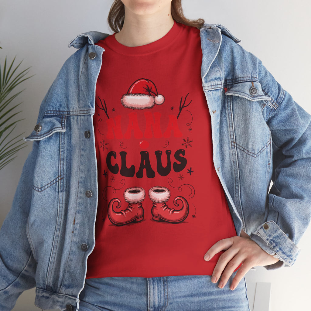 Nana Christmas T-Shirt — Santa Hat & Elf Boots Holiday Unisex Cotton Tee