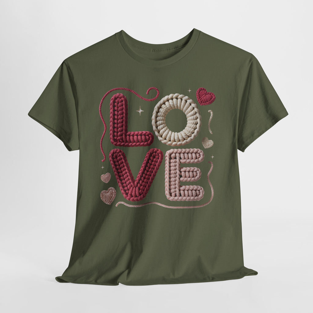 LOVE Faux Yarn Heart Unisex Cotton Tee