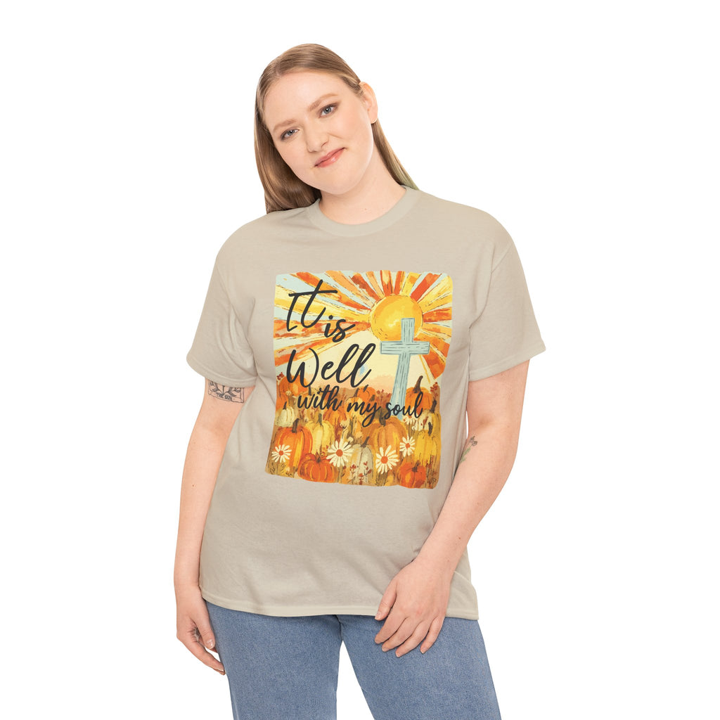 It Is Well With My Soul Pumpkin Sunrise Unisex Cotton T-Shirt