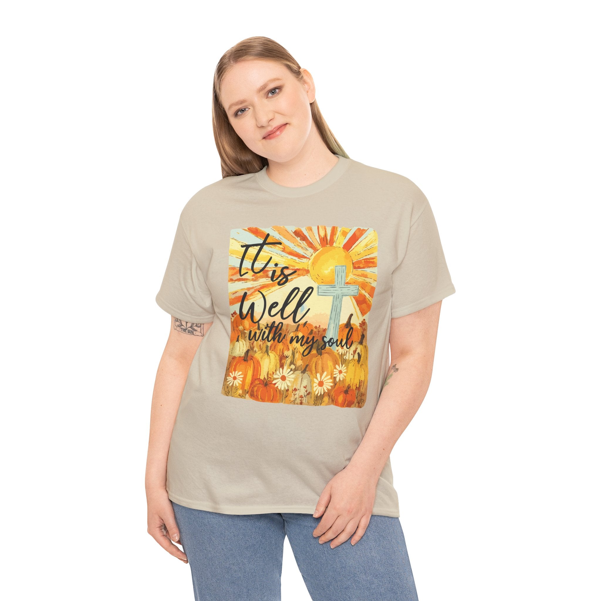 It Is Well With My Soul Pumpkin Sunrise Unisex Cotton T-Shirt