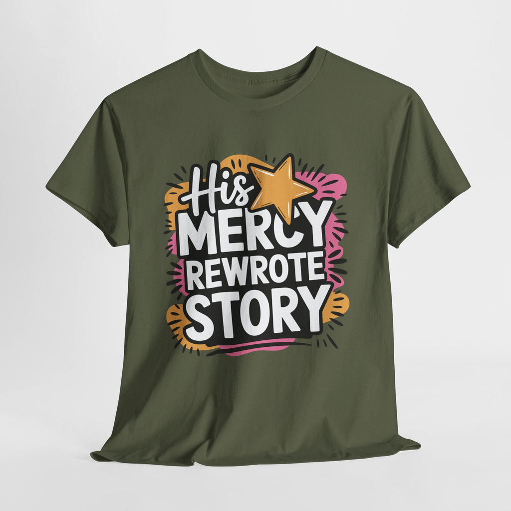His Mercy Rewrote My Story Tee — Retro Christian Graphic T-Shirt