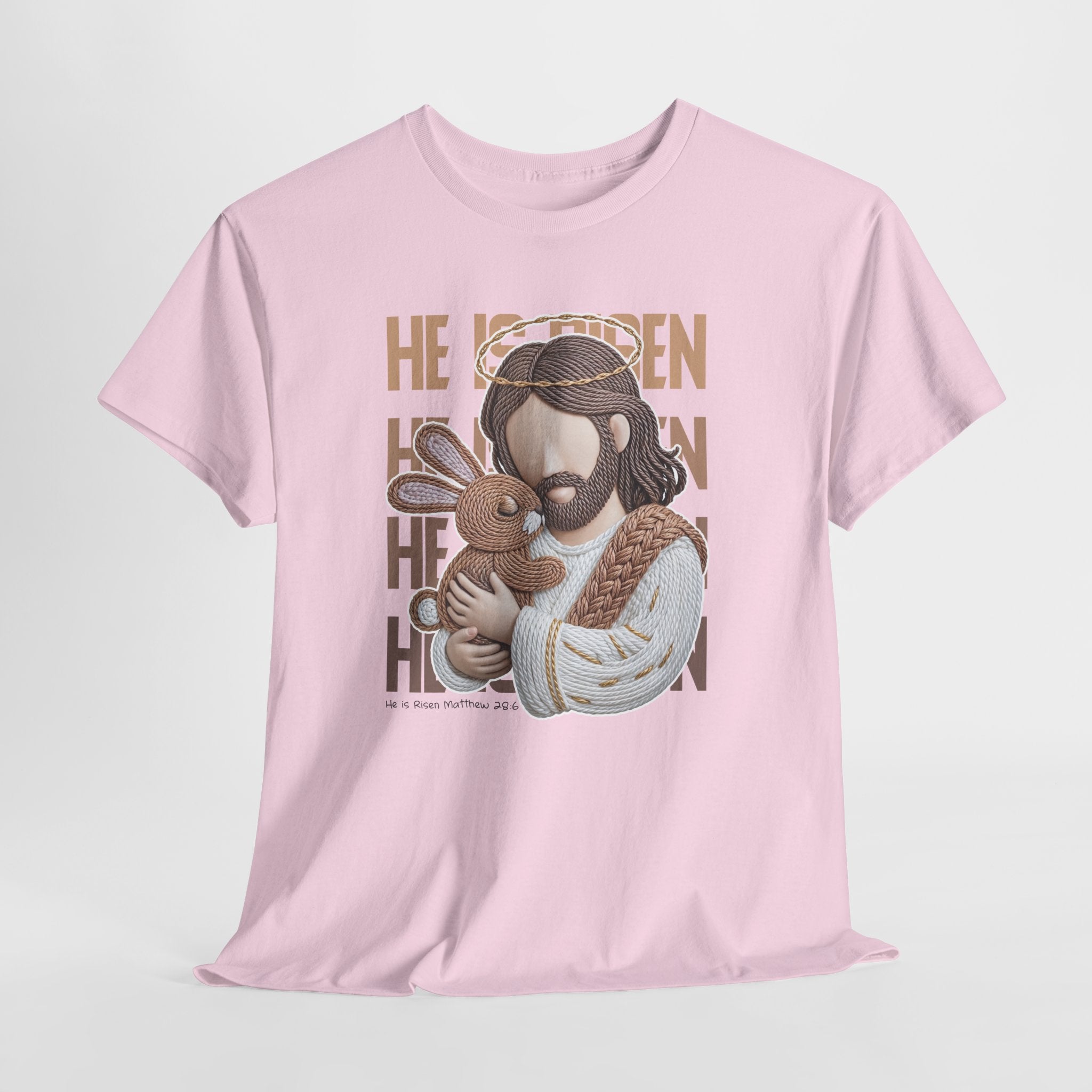 He Is Risen Matthew 28:6 Jesus With Lamb Unisex Cotton T-Shirt