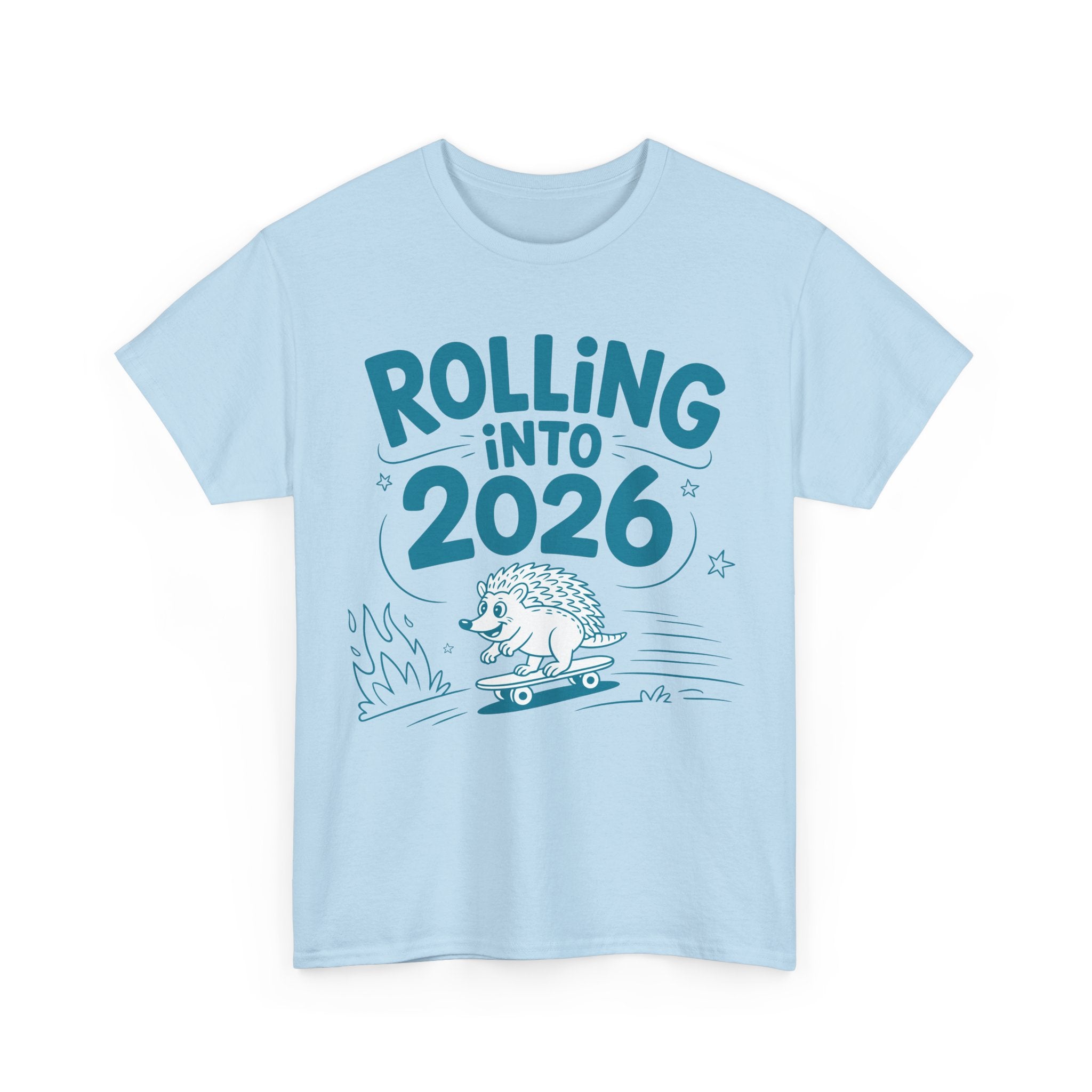 Rolling Into 2026 Hedgehog Skateboard Unisex Cotton Tee