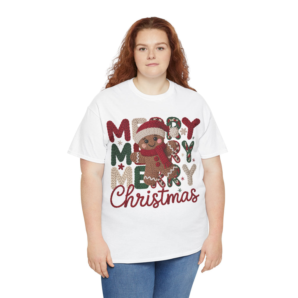 Merry Merry Merry Christmas Gingerbread Unisex Cotton Tee