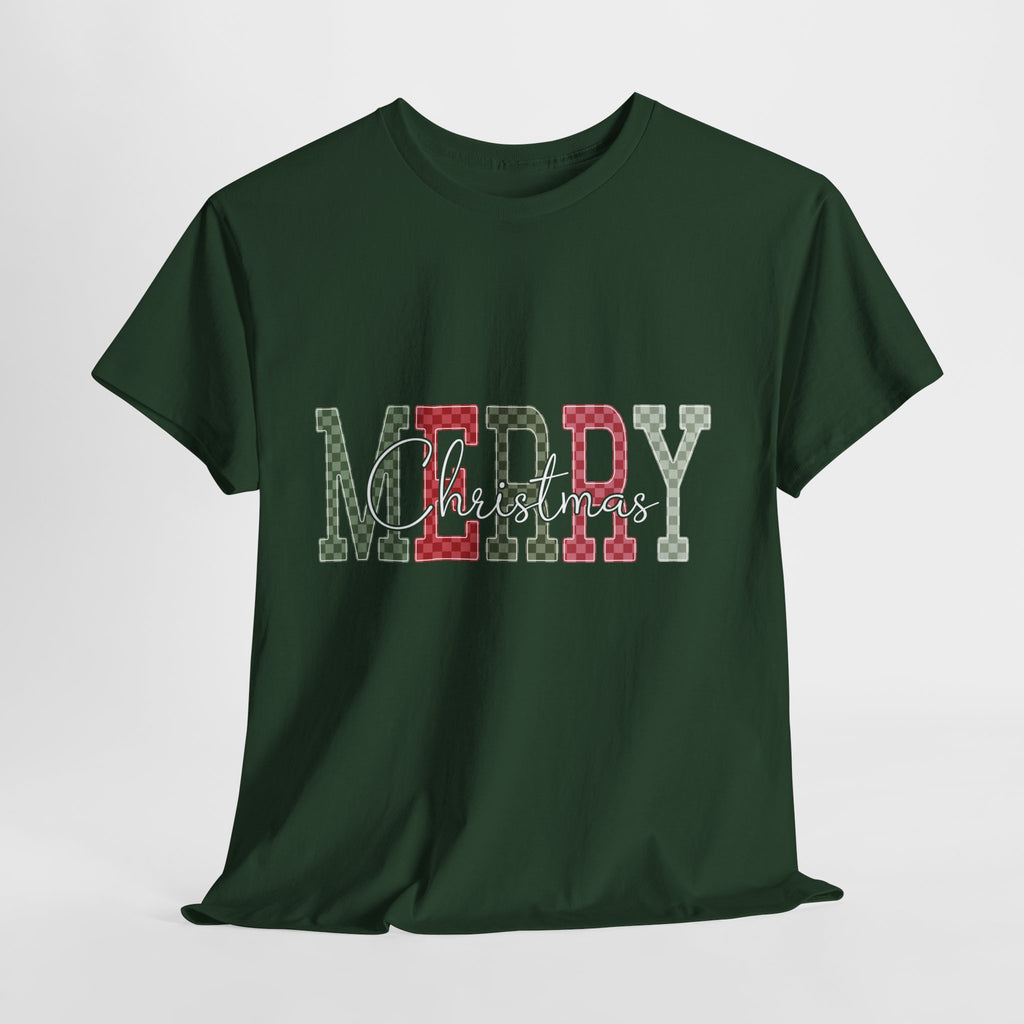 Plaid Merry Christmas Unisex Cotton Tee