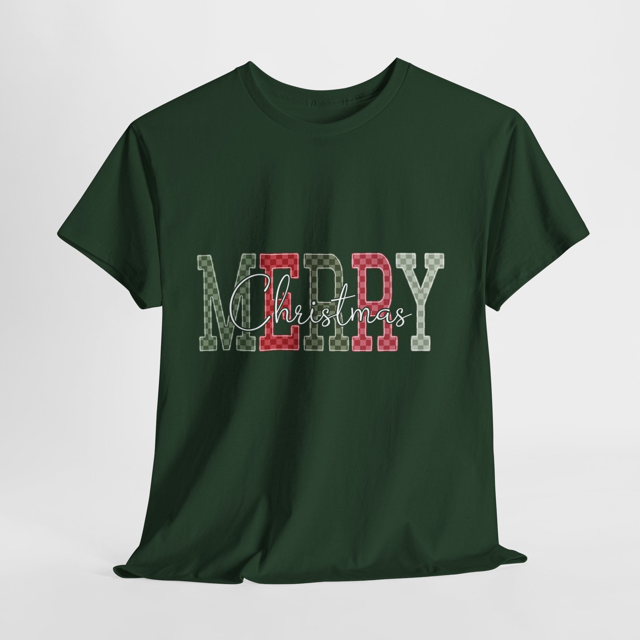Plaid Merry Christmas Unisex Cotton Tee
