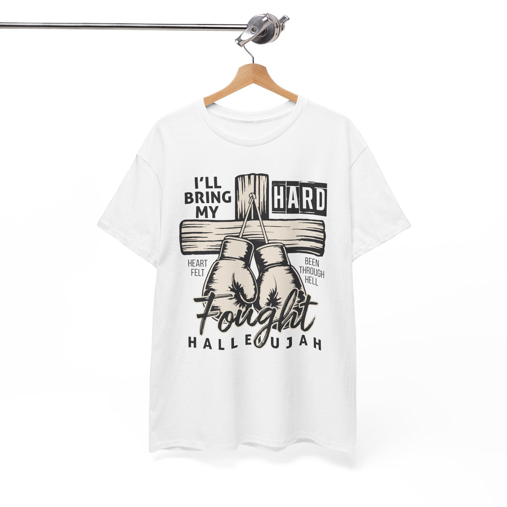 Christian Boxing Gloves Cross Tee — "I’ll Bring My Hard-Fought Heart."Unisex Cotton Tee