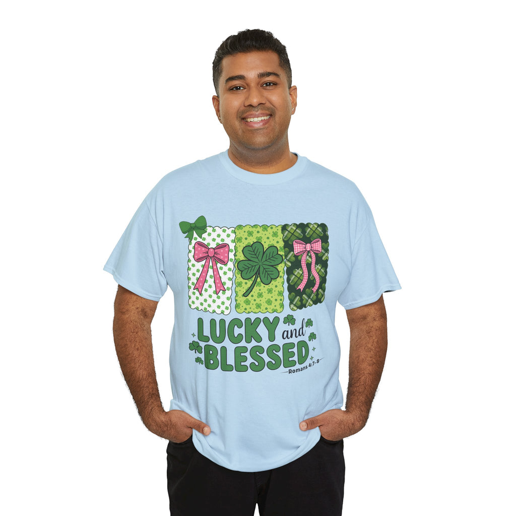 Lucky and Blessed Clover Unisex Cotton Tee