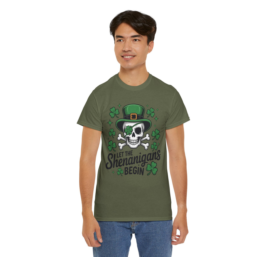 Let the Shenanigans Begin — Leprechaun Skull Unisex Cotton T-Shirt