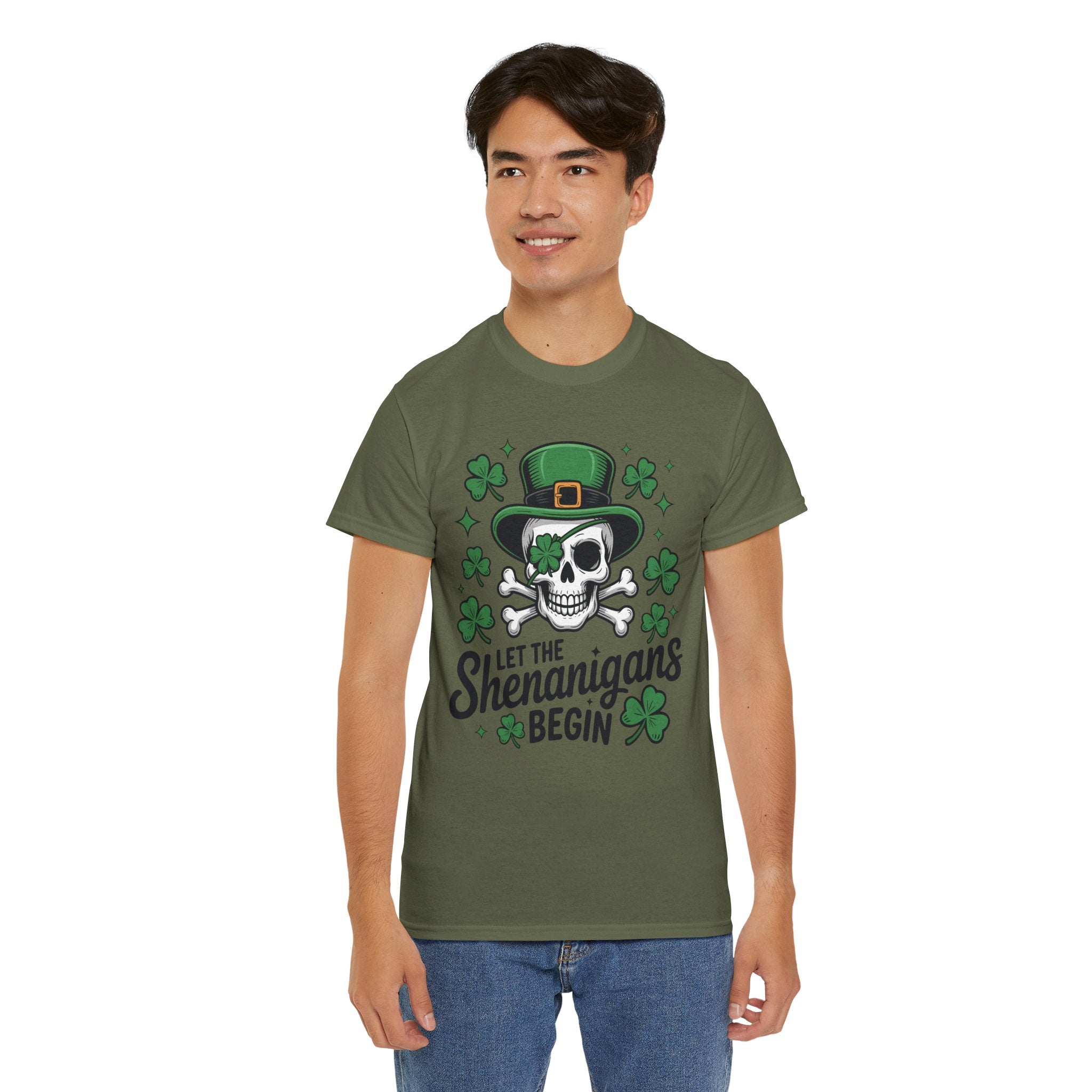 Let the Shenanigans Begin — Leprechaun Skull Unisex Cotton T-Shirt