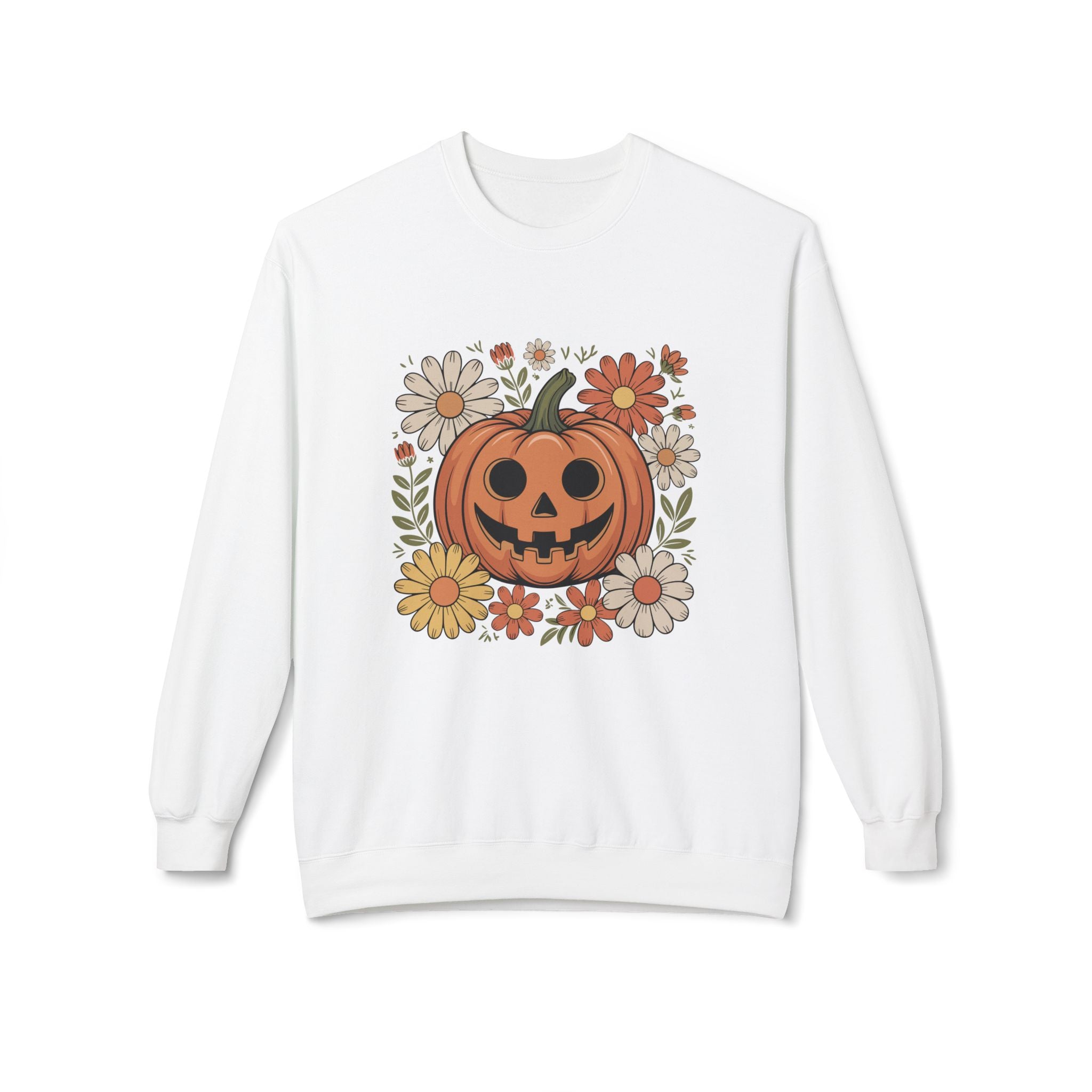 Halloween Pumpkin Floral Crewneck Unisex Sweatshirt