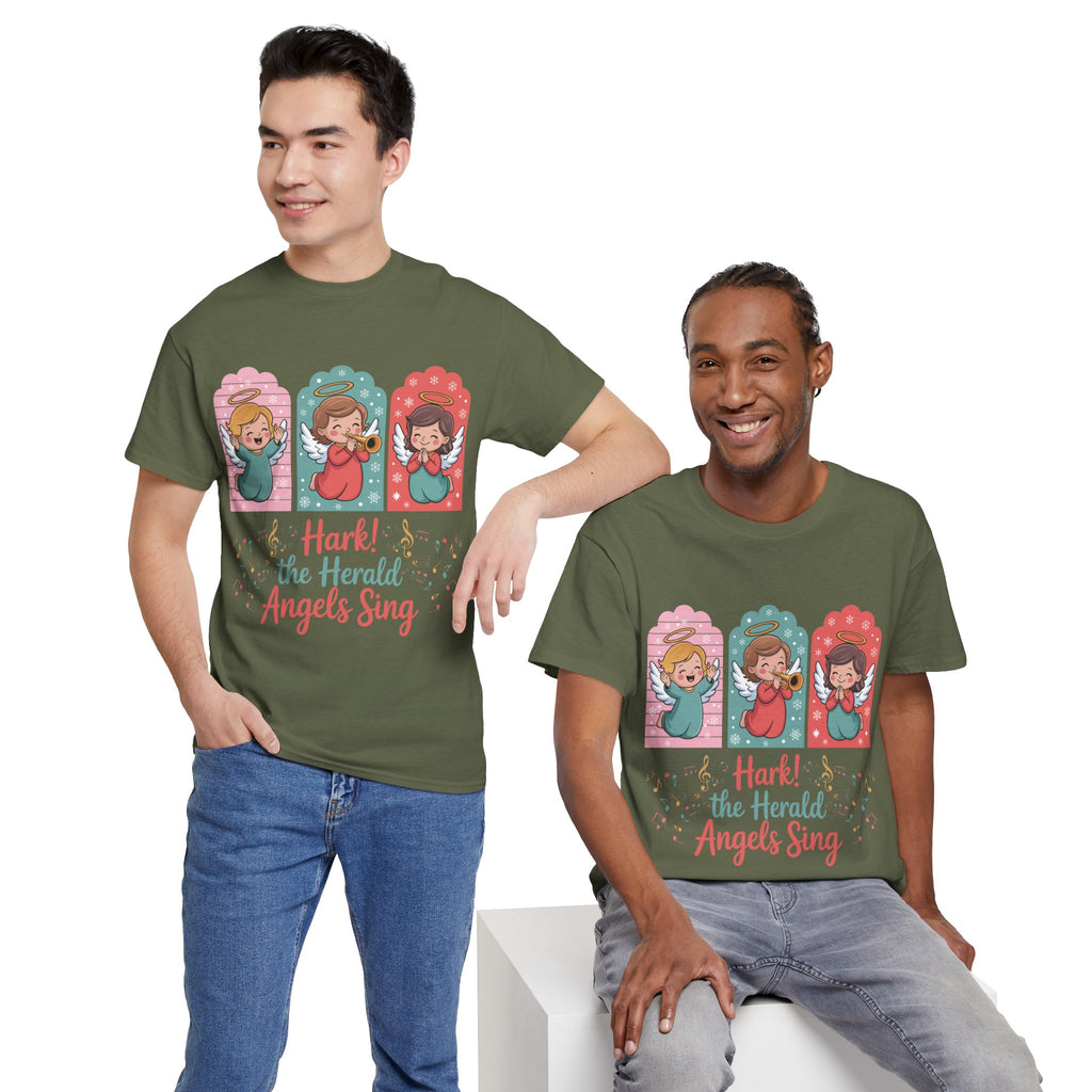 Hark! The Herald Angels Sing Tee — Three Singing Angels Christmas Unisex Cotton T-Shirt