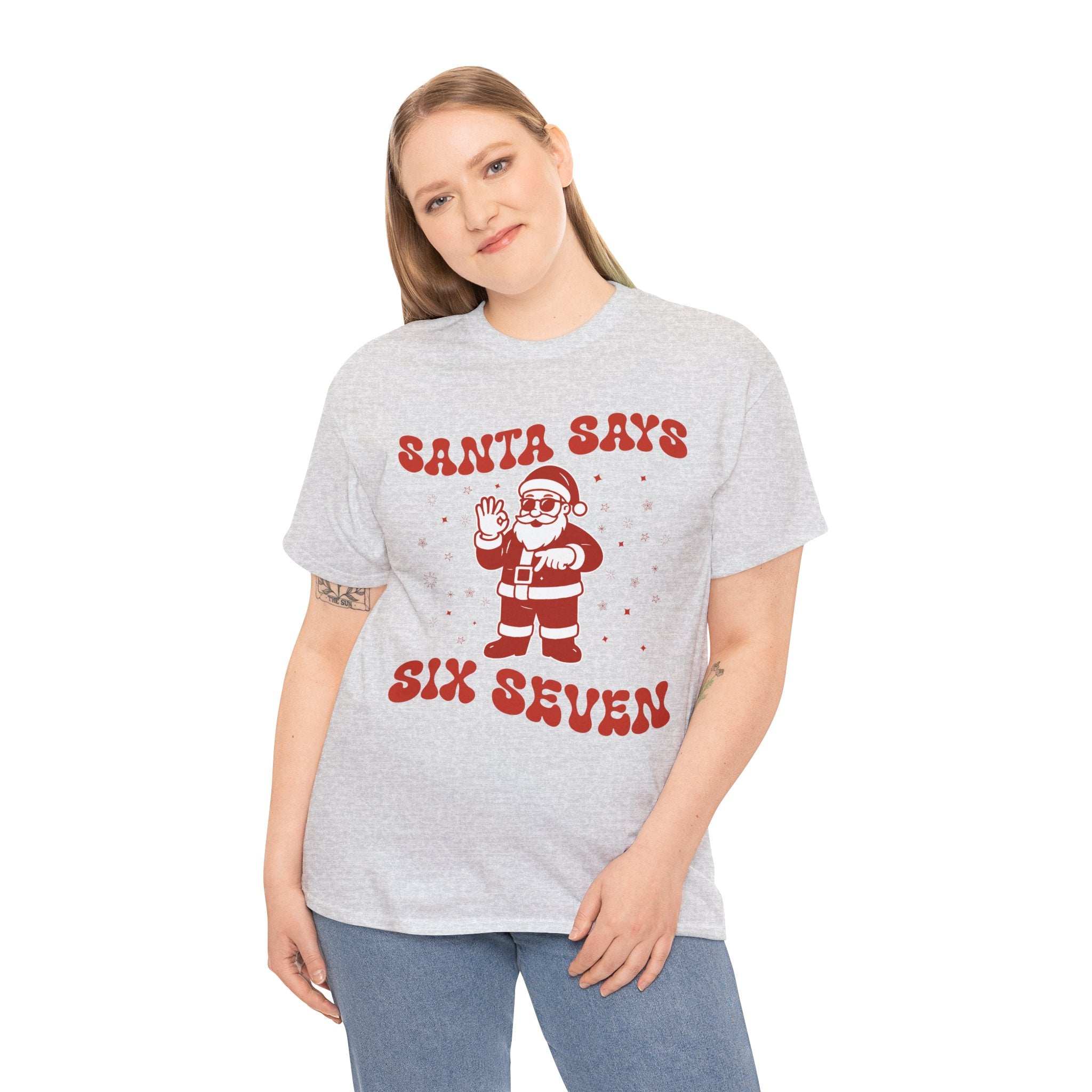 Retro 'Santa Says Six Seven' Christmas Unisex Cotton Tee
