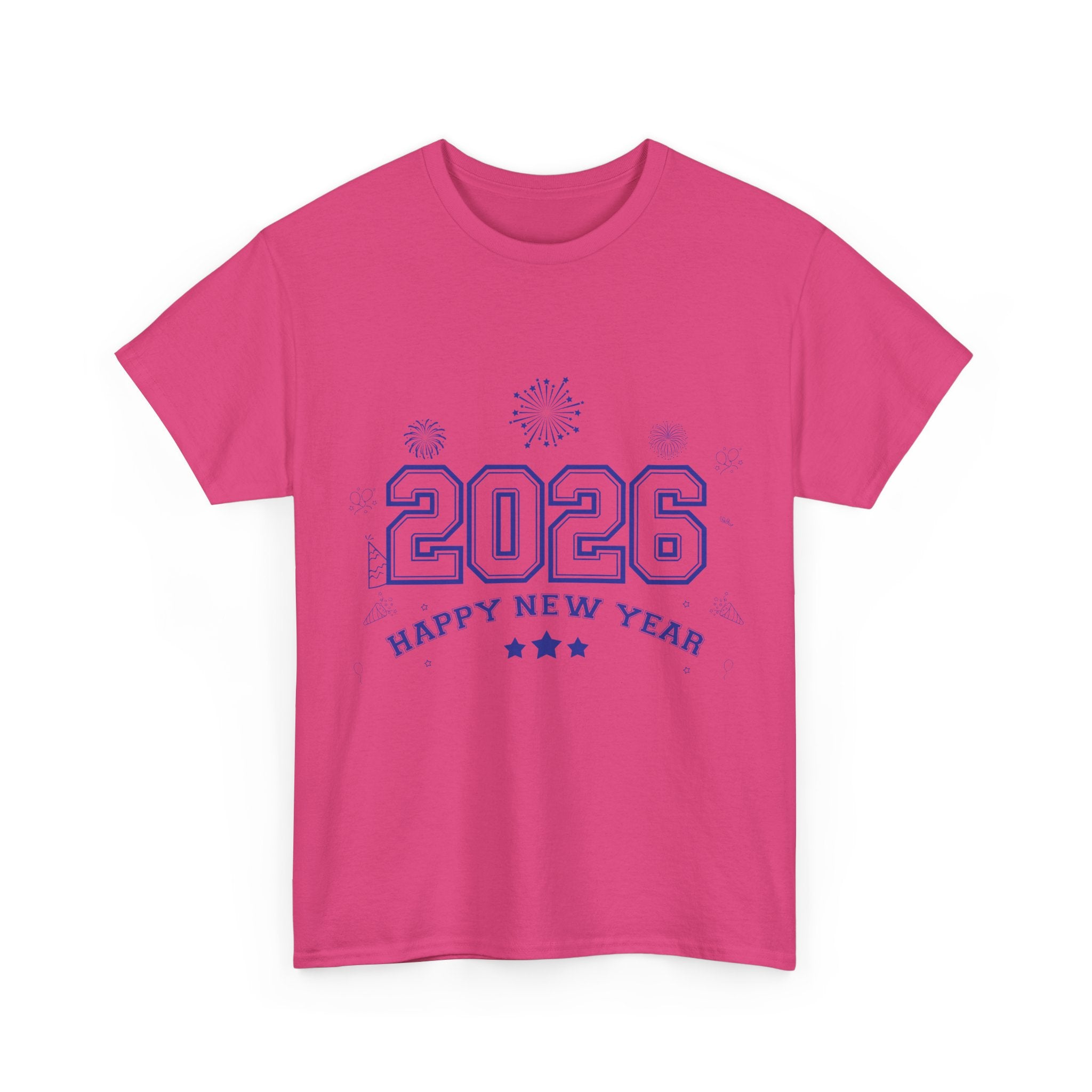 Happy New Year 2026 Varsity Tee — Fireworks & Confetti Celebration Unisex Cotton Tee