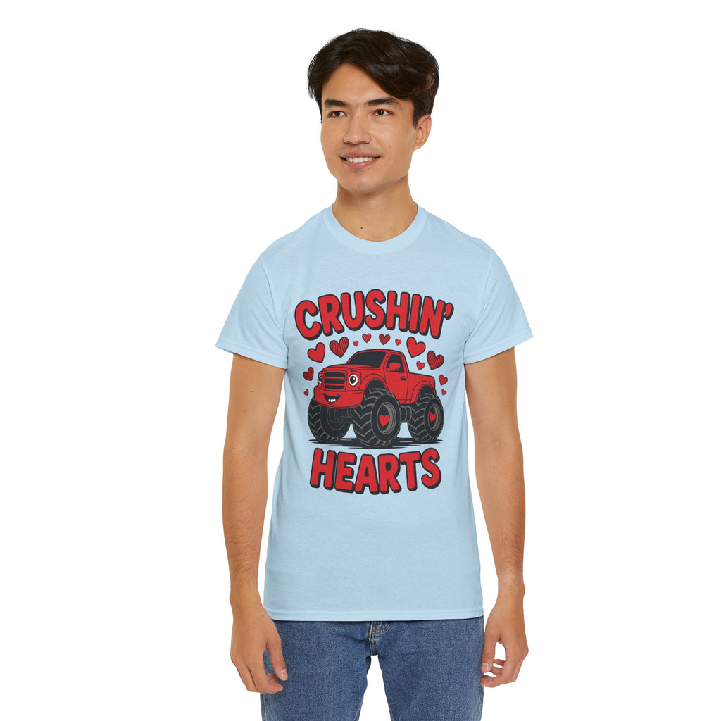 Crushin’ Hearts Valentine Monster Truck Unisex Cotton Tee