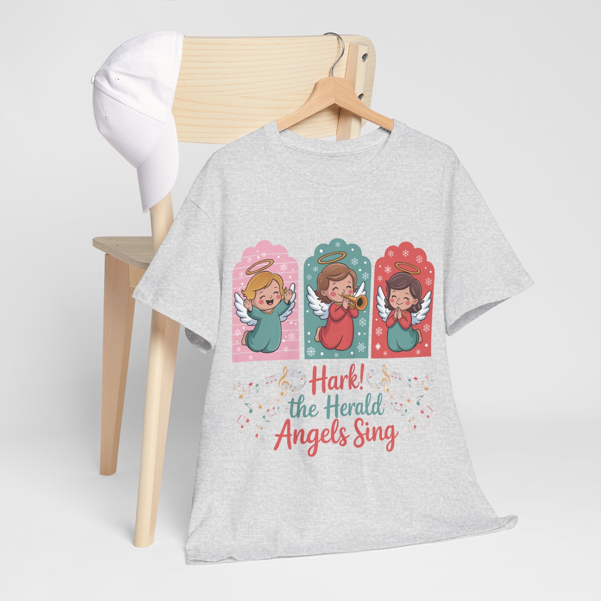Hark! The Herald Angels Sing Tee — Three Singing Angels Christmas Unisex Cotton T-Shirt