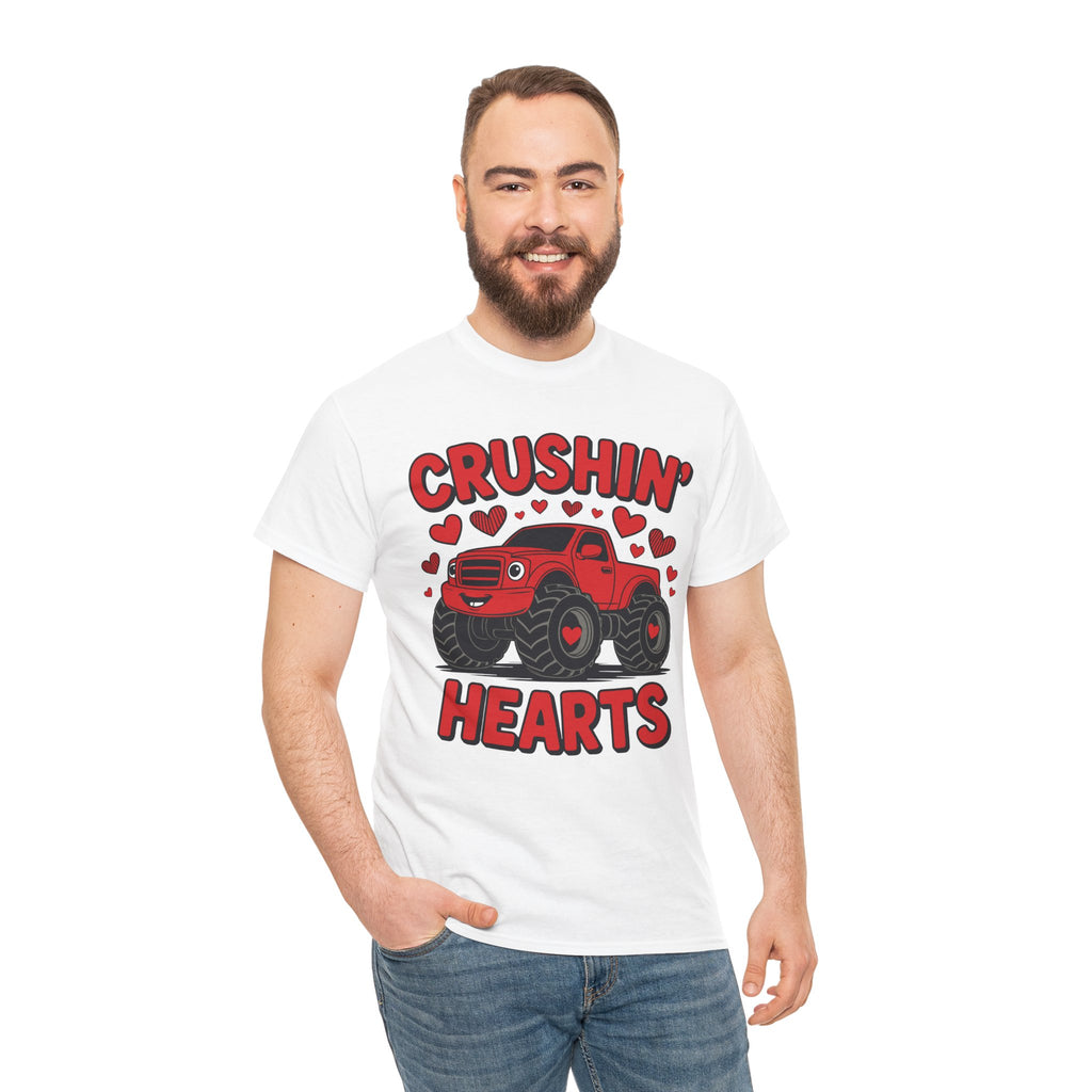 Crushin’ Hearts Valentine Monster Truck Unisex Cotton Tee