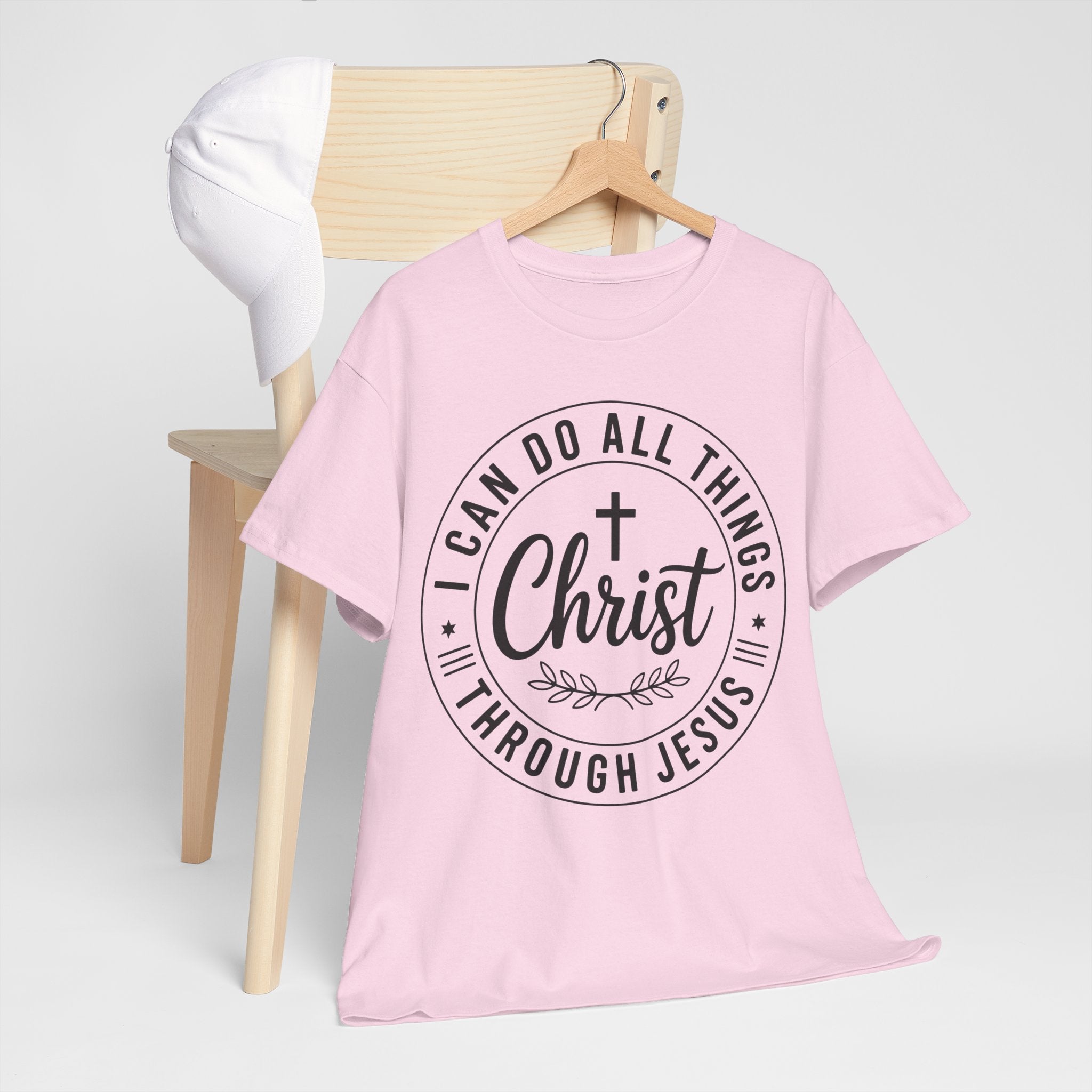 Christian Cross T‑Shirt — "I Can Do All Things Through Christ" Unisex Cotton tee