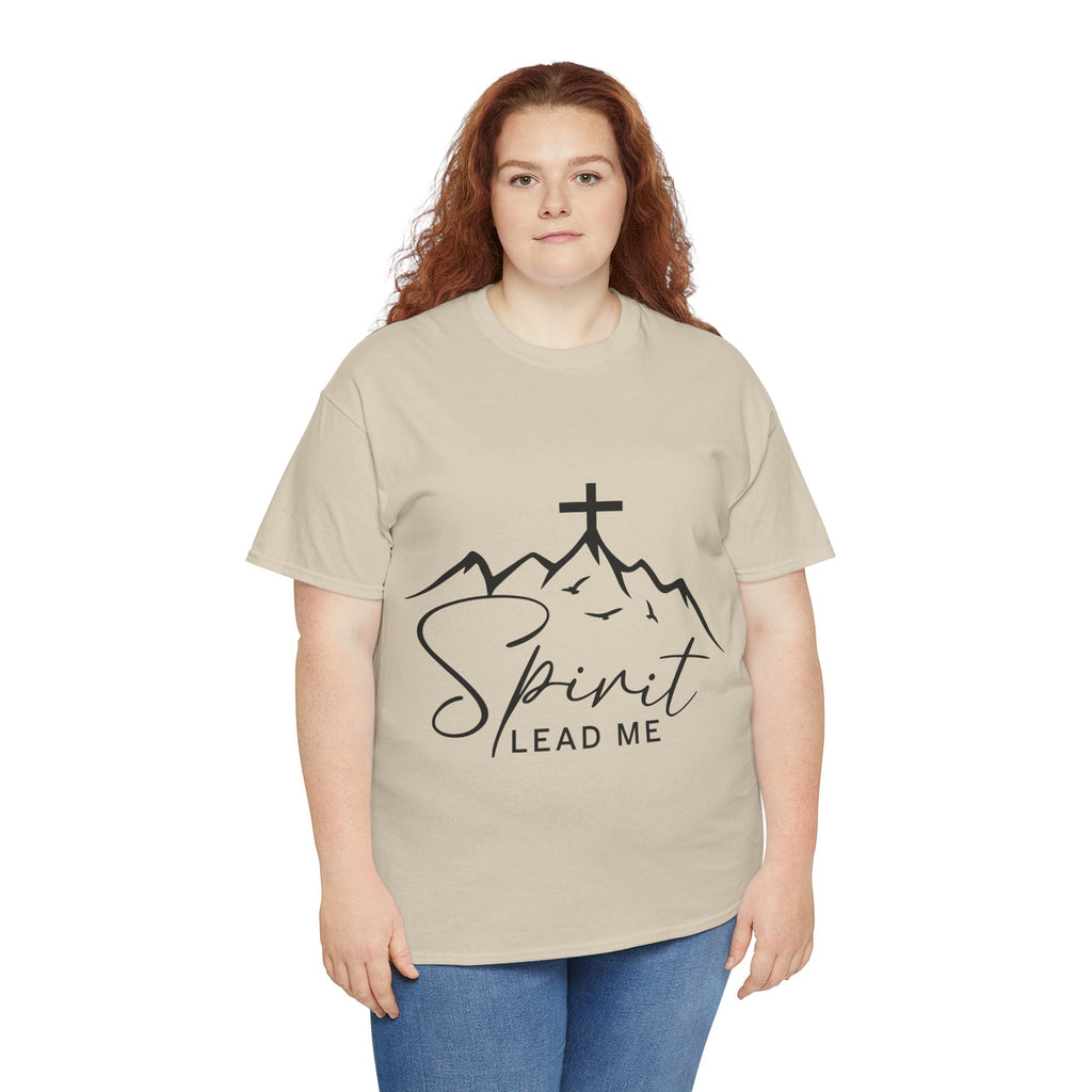 Spirit Lead Me Christian T‑Shirt — Minimalist Cross Unisex Cotton Tee