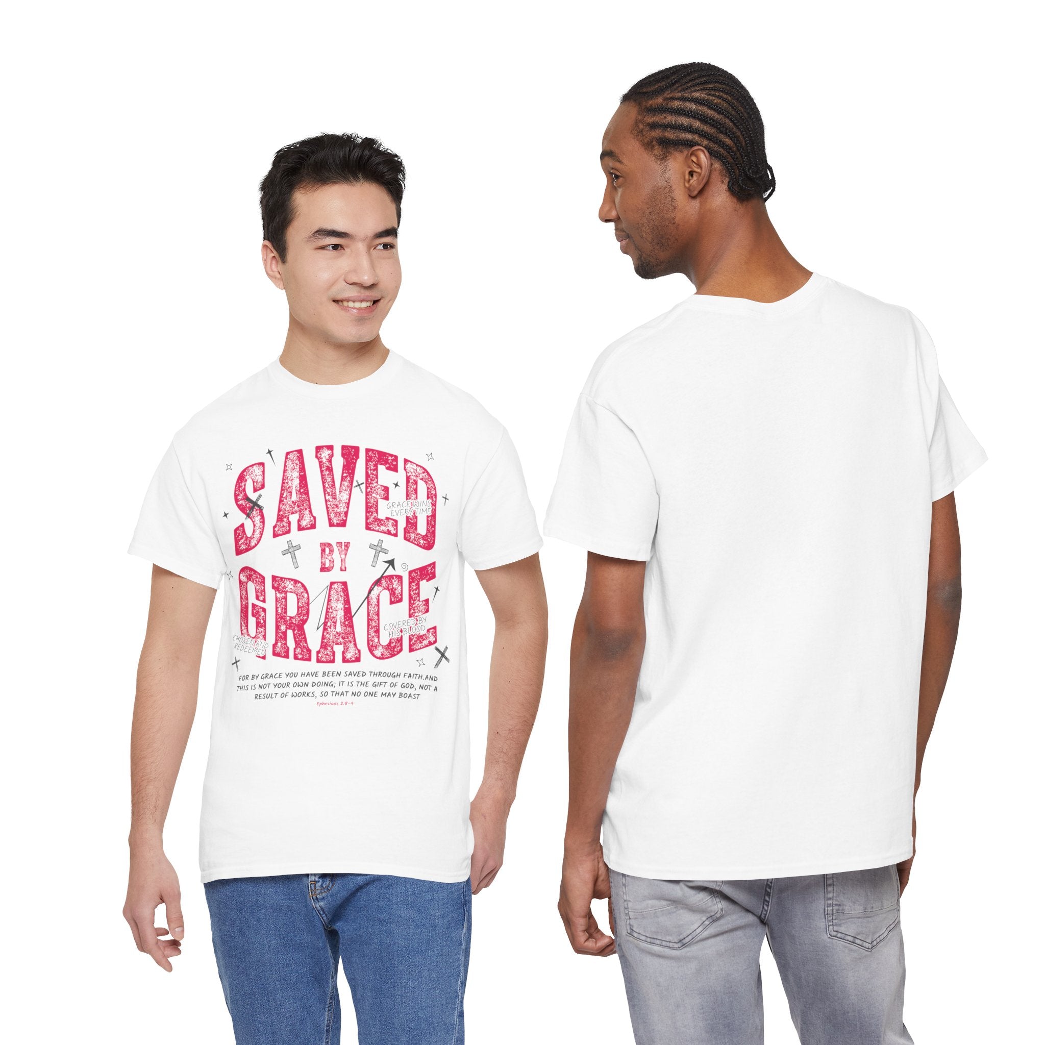 Saved by Grace Ephesians 2:8-9 Unisex Cotton T-Shirt