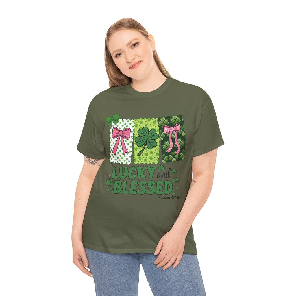 Lucky and Blessed Clover Unisex Cotton Tee