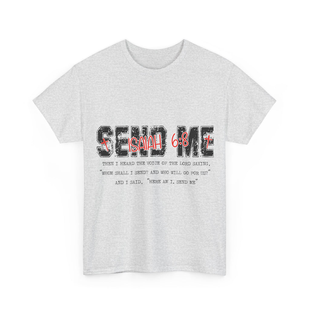Here I Am Send Me Isaiah 6:8 T-Shirt — Christian Cross Graphic Unisex Cotton Tee
