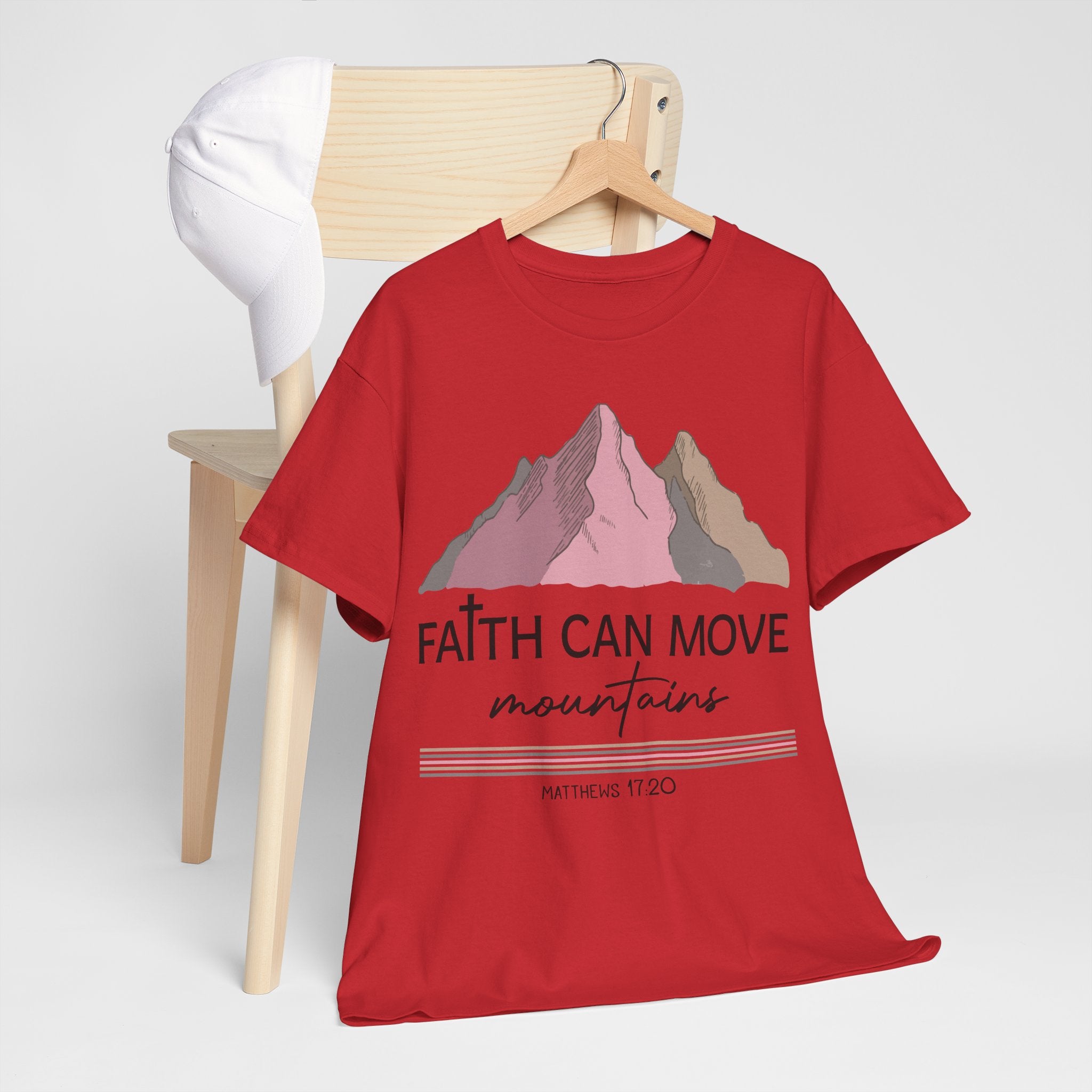 Faith Can Move Mountains Mountain Tee — Pastel Inspirational Christian Unisex Cotton T-Shirt