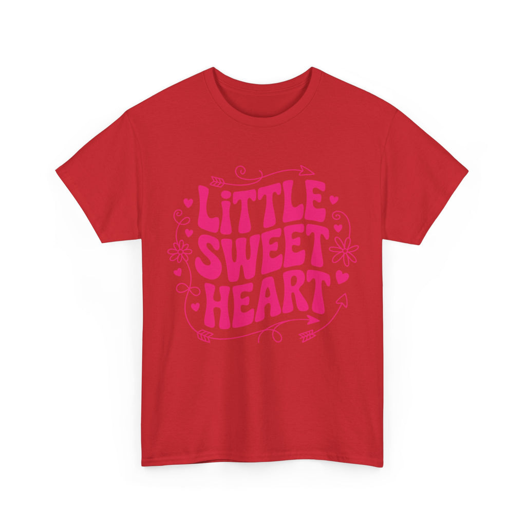 Little Sweetheart Retro Tee — Cute Red Hearts & Flowers Graphic Unisex Cotton Tee