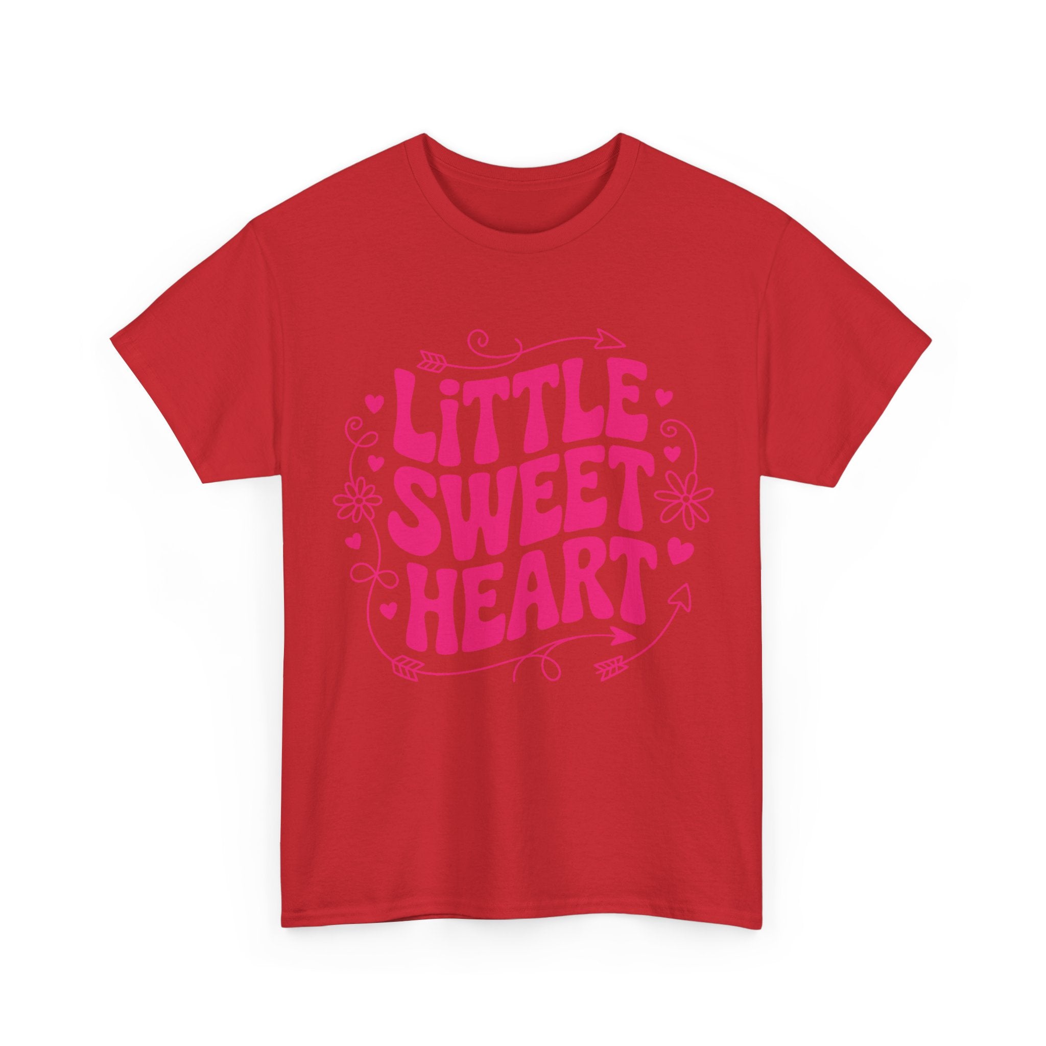 Little Sweetheart Retro Tee — Cute Red Hearts & Flowers Graphic Unisex Cotton Tee