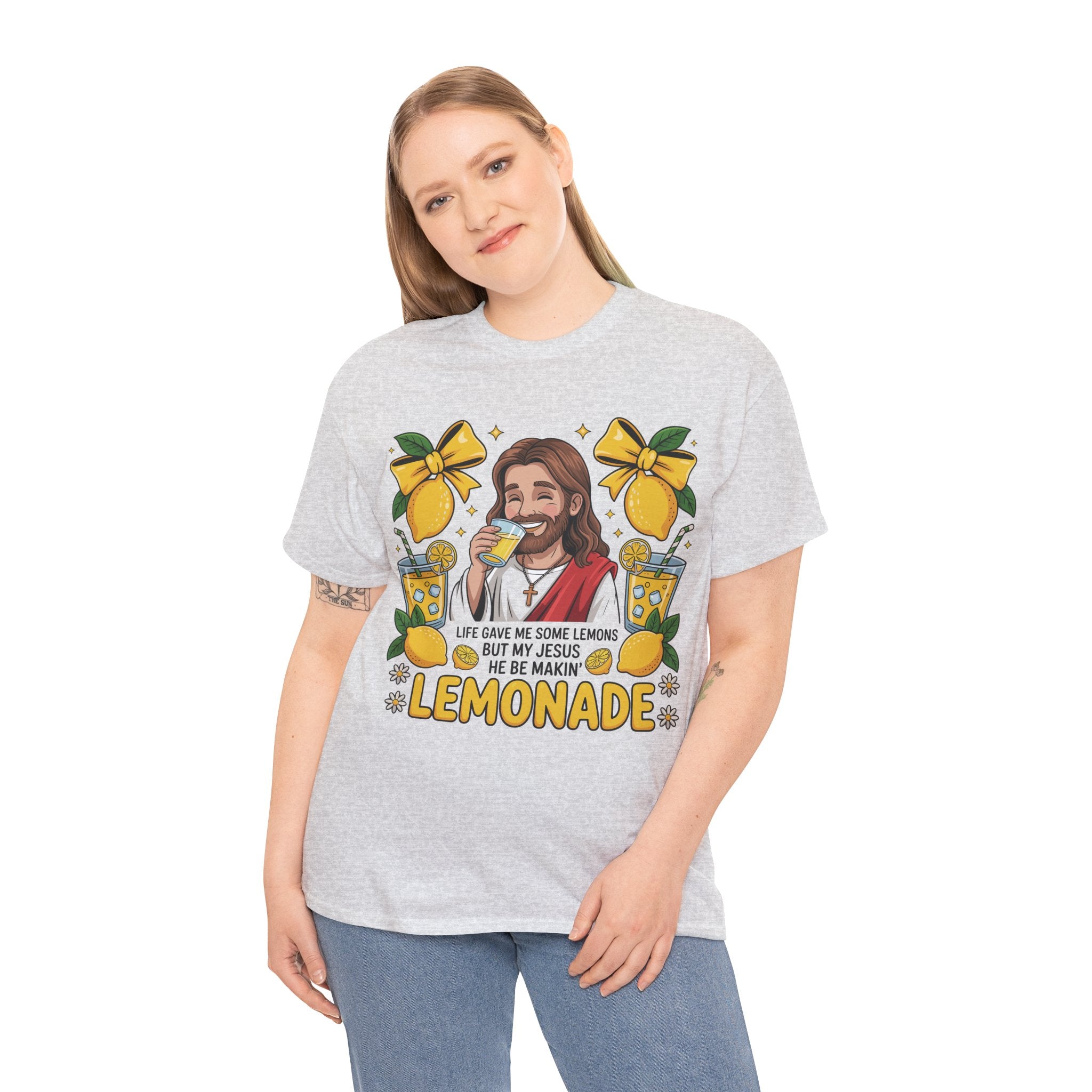 Jesus Drinking Lemonade T-Shirt — "Life Gave Me Some Lemons" Christian Unisex Cotton Tee