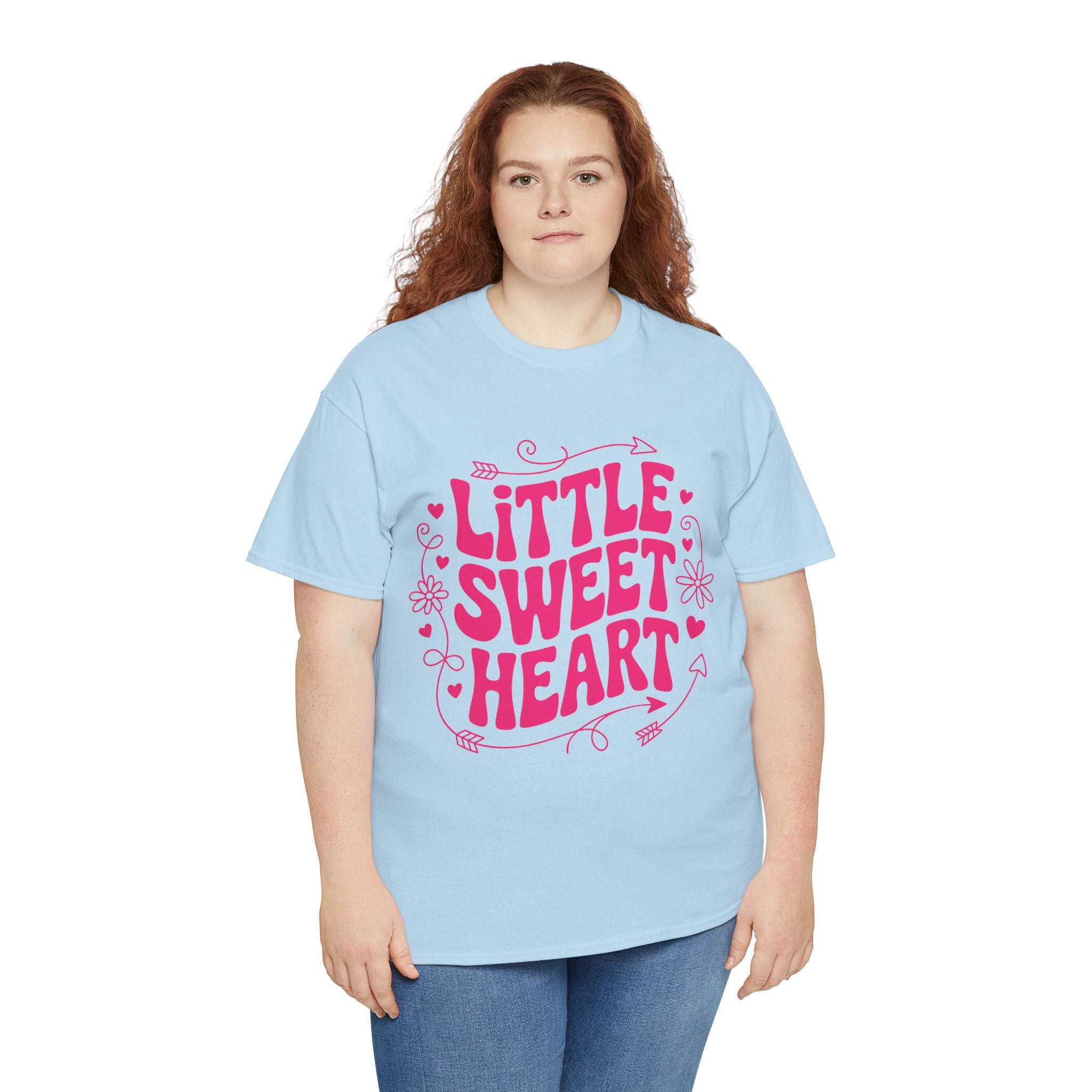 Little Sweetheart Retro Tee — Cute Red Hearts & Flowers Graphic Unisex Cotton Tee