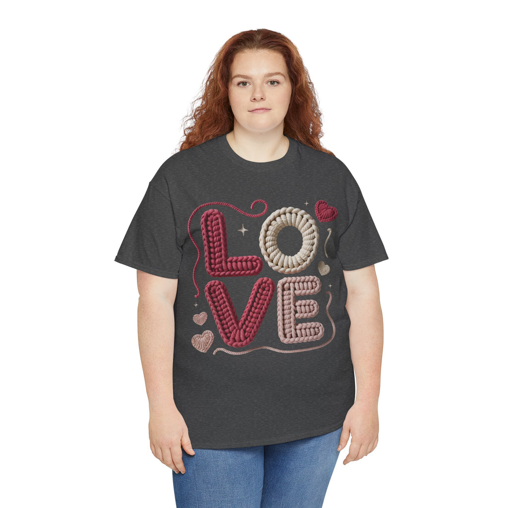 LOVE Faux Yarn Heart Unisex Cotton Tee