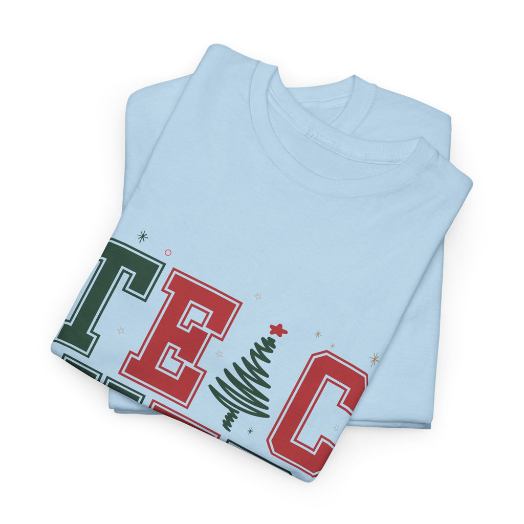 Teacher Christmas Varsity T-Shirt — Red & Green Holiday Unisex Cotton Tee