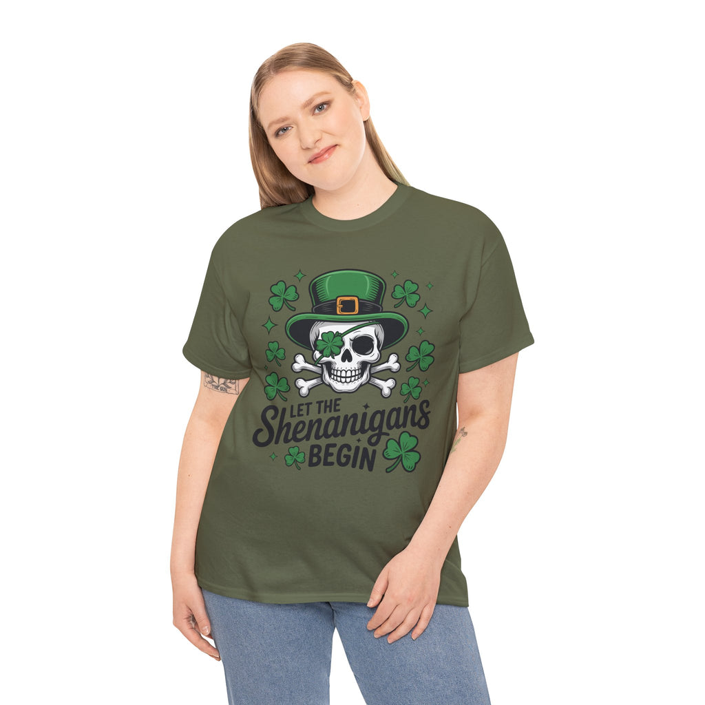 Let the Shenanigans Begin — Leprechaun Skull Unisex Cotton T-Shirt