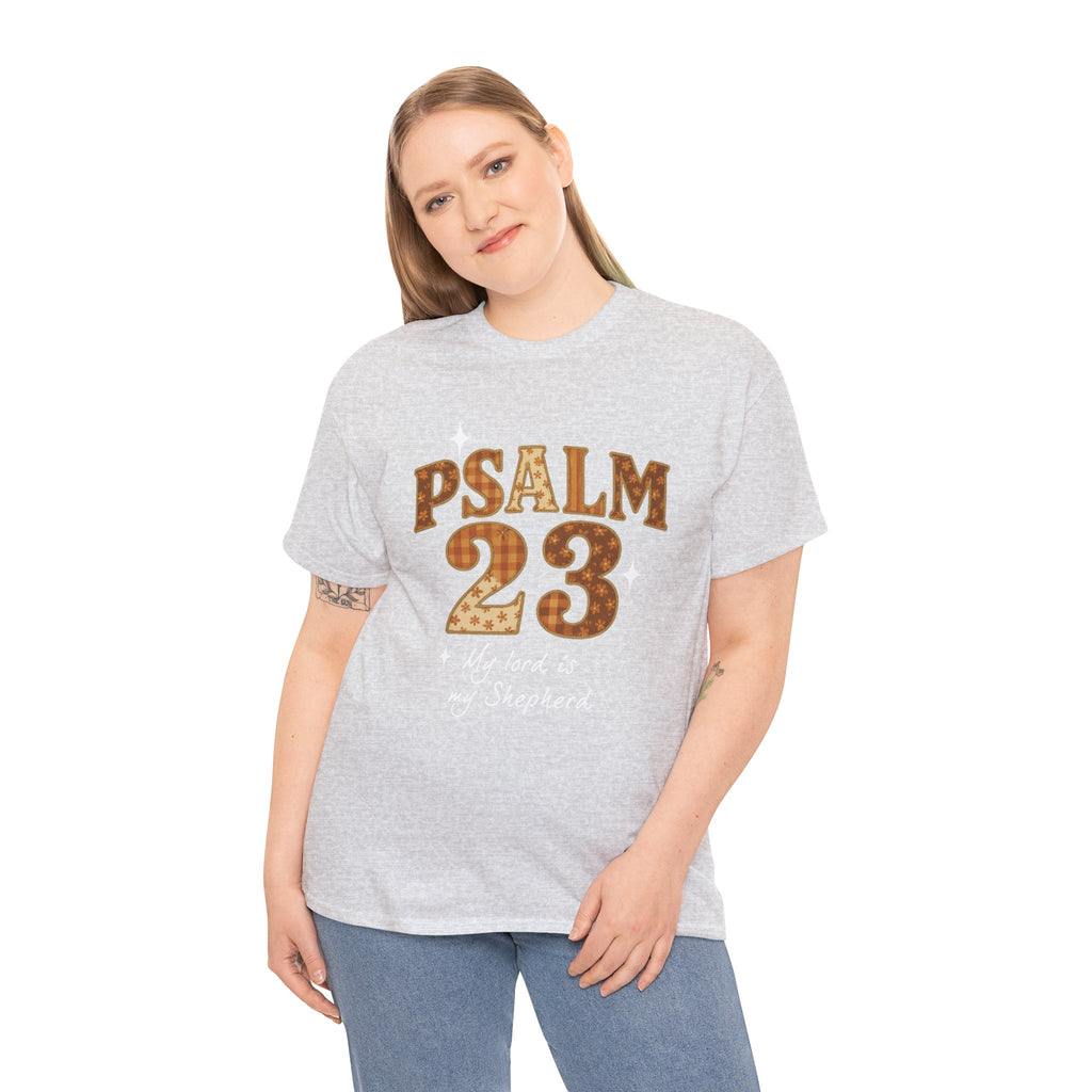 Psalm 23 Floral Tee — “My Lord Is My Shepherd” Stitched-Text Unisex Cotton Tee